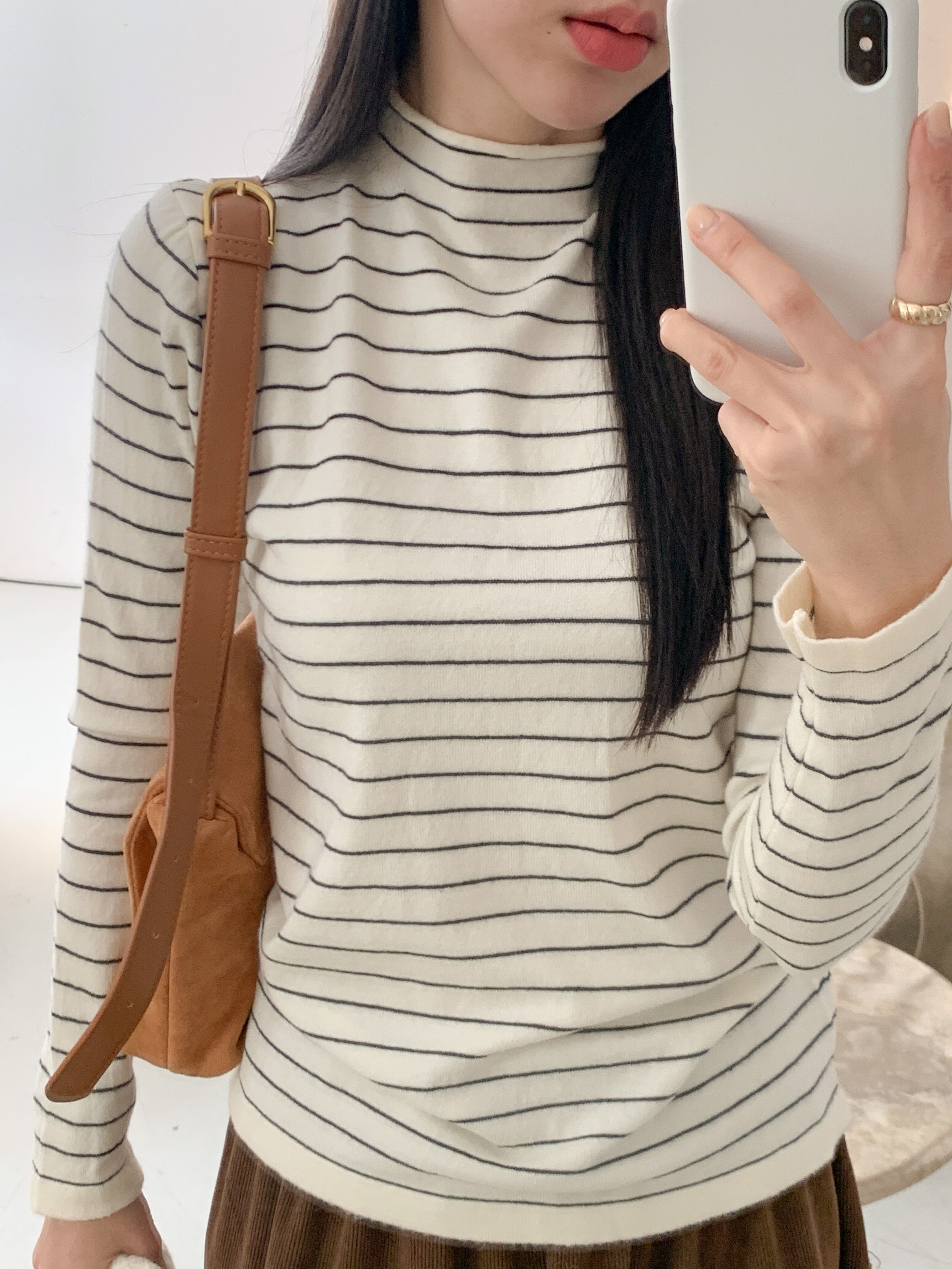 ハーフネックシンプル長袖ボーダーニット | 詳細画像21