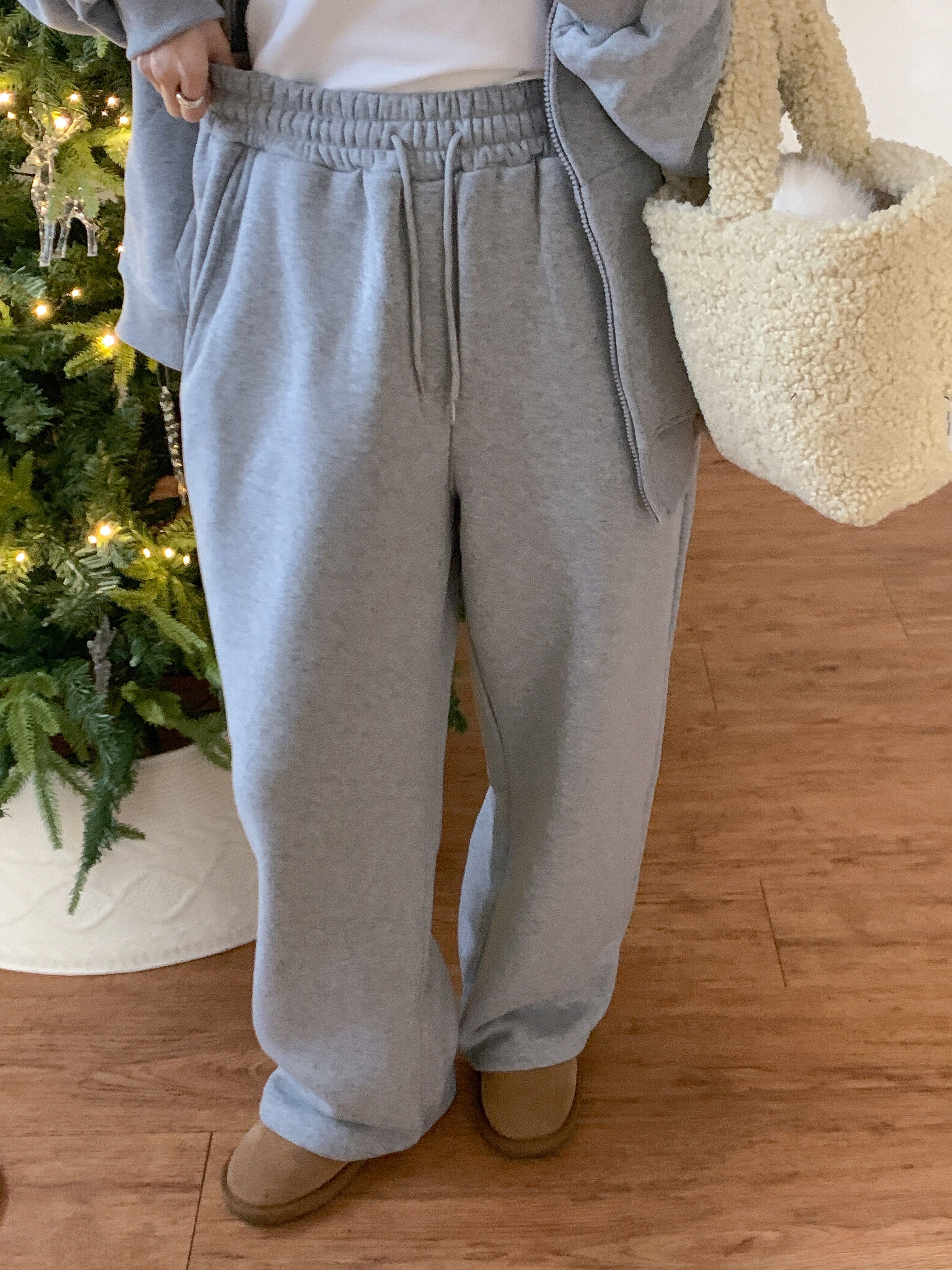 裏起毛ポケットベーシックウエストゴムドローコードワイドパンツ | 詳細画像8