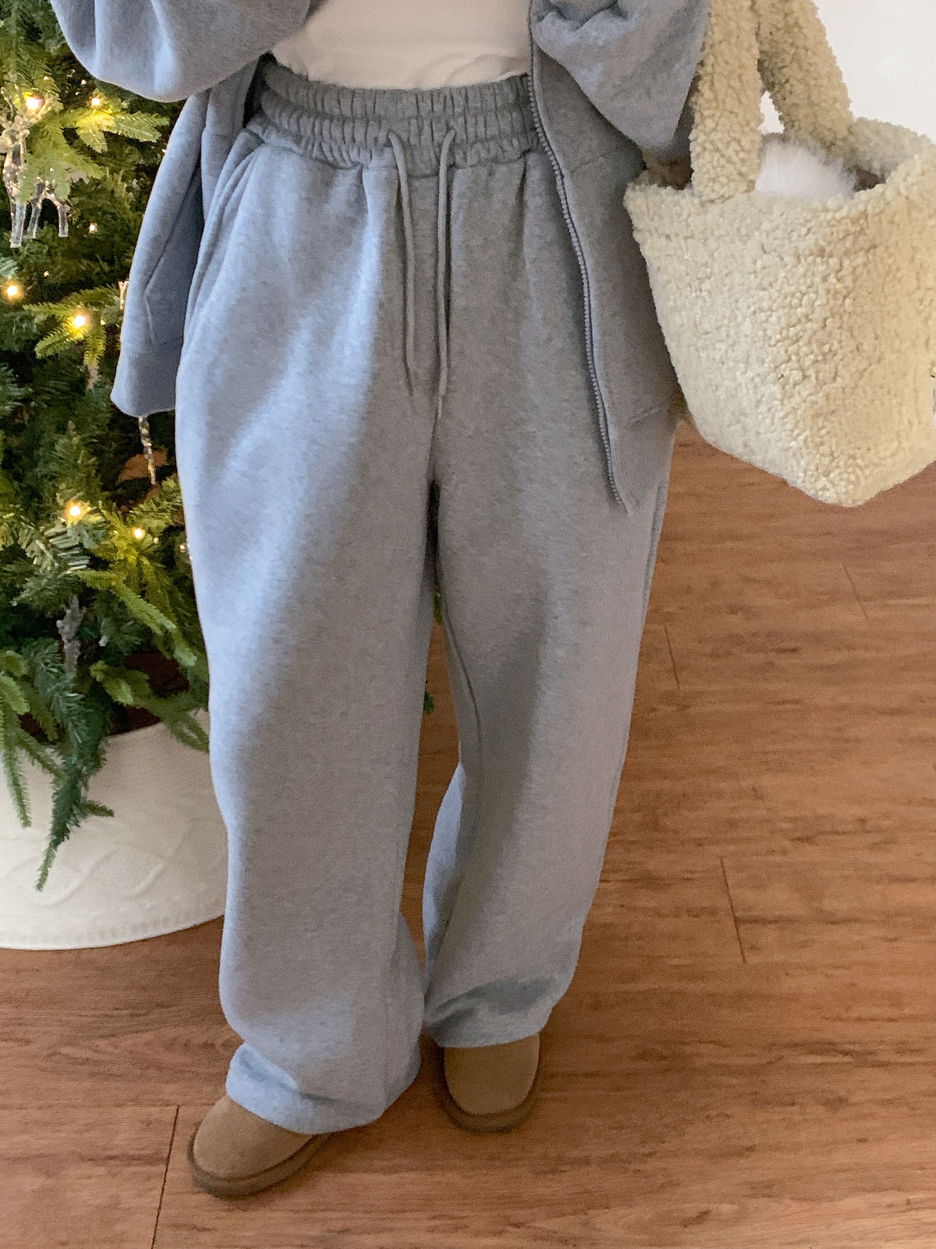 裏起毛ポケットベーシックウエストゴムドローコードワイドパンツ | 詳細画像2