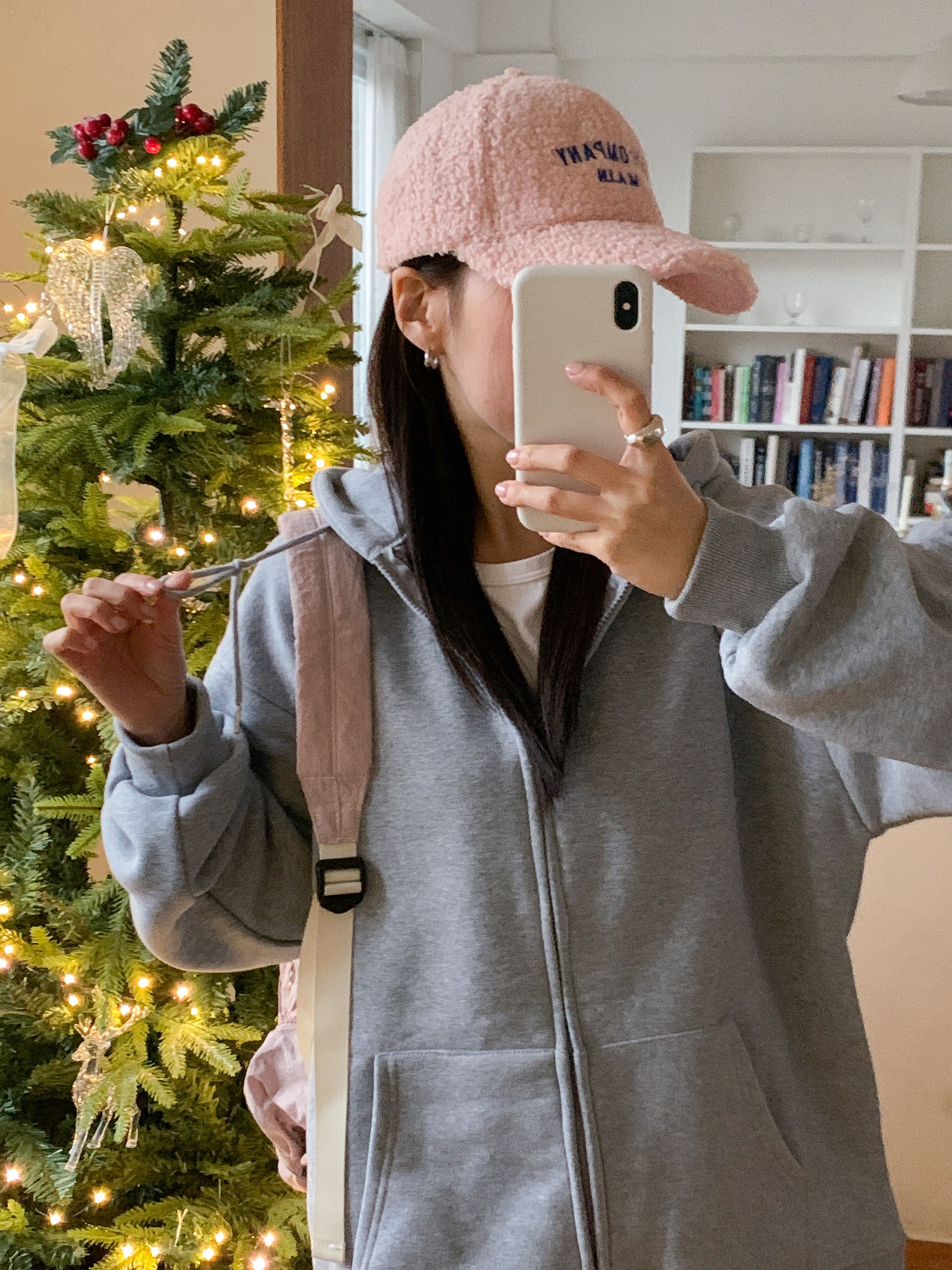 裏起毛ジップアップフードベーシックオーバーサイズカンガルーポケットジップパーカー | 詳細画像22