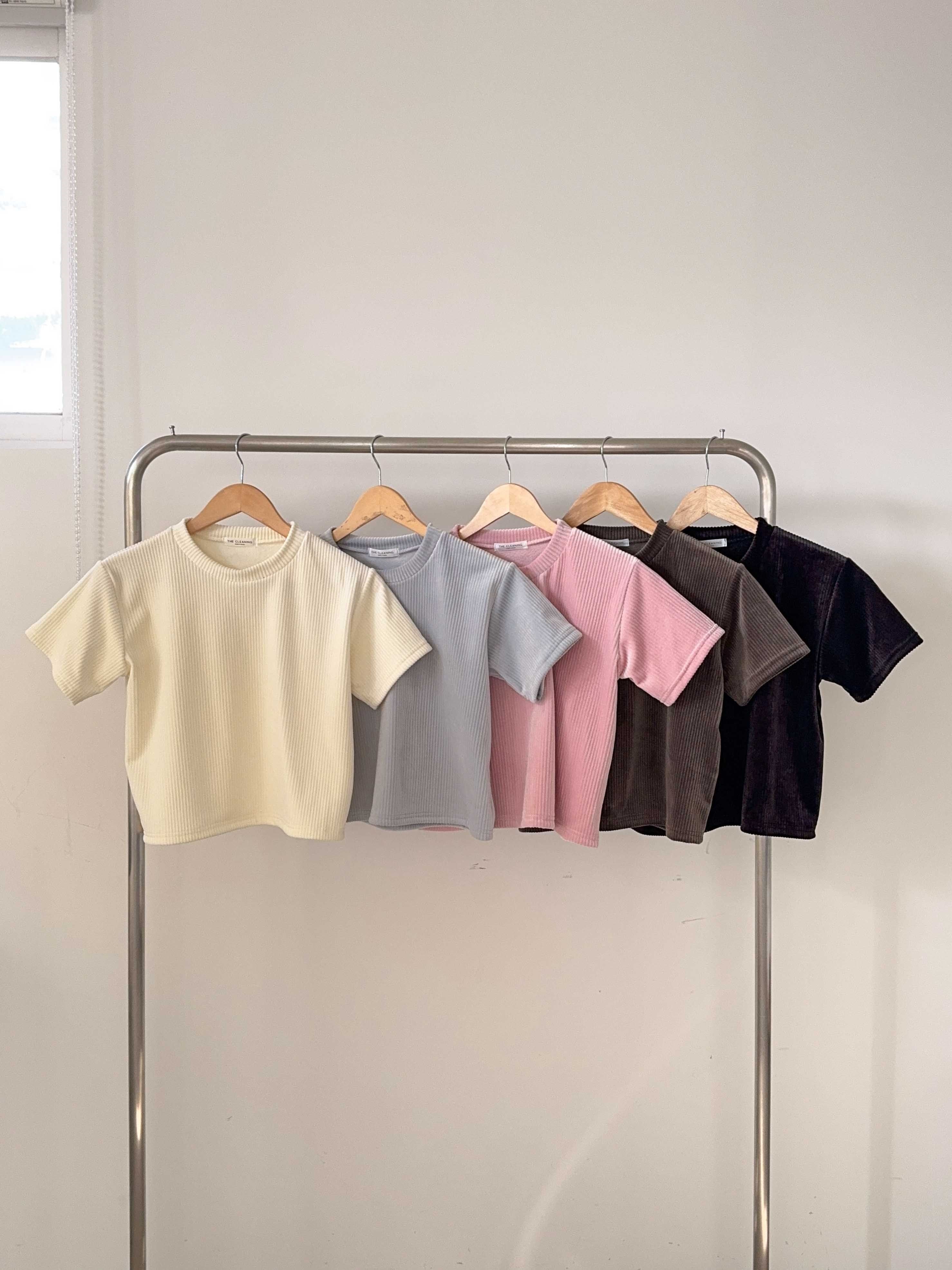 ファー裏地リブ半袖セミクロップドカラーTシャツ | 詳細画像3