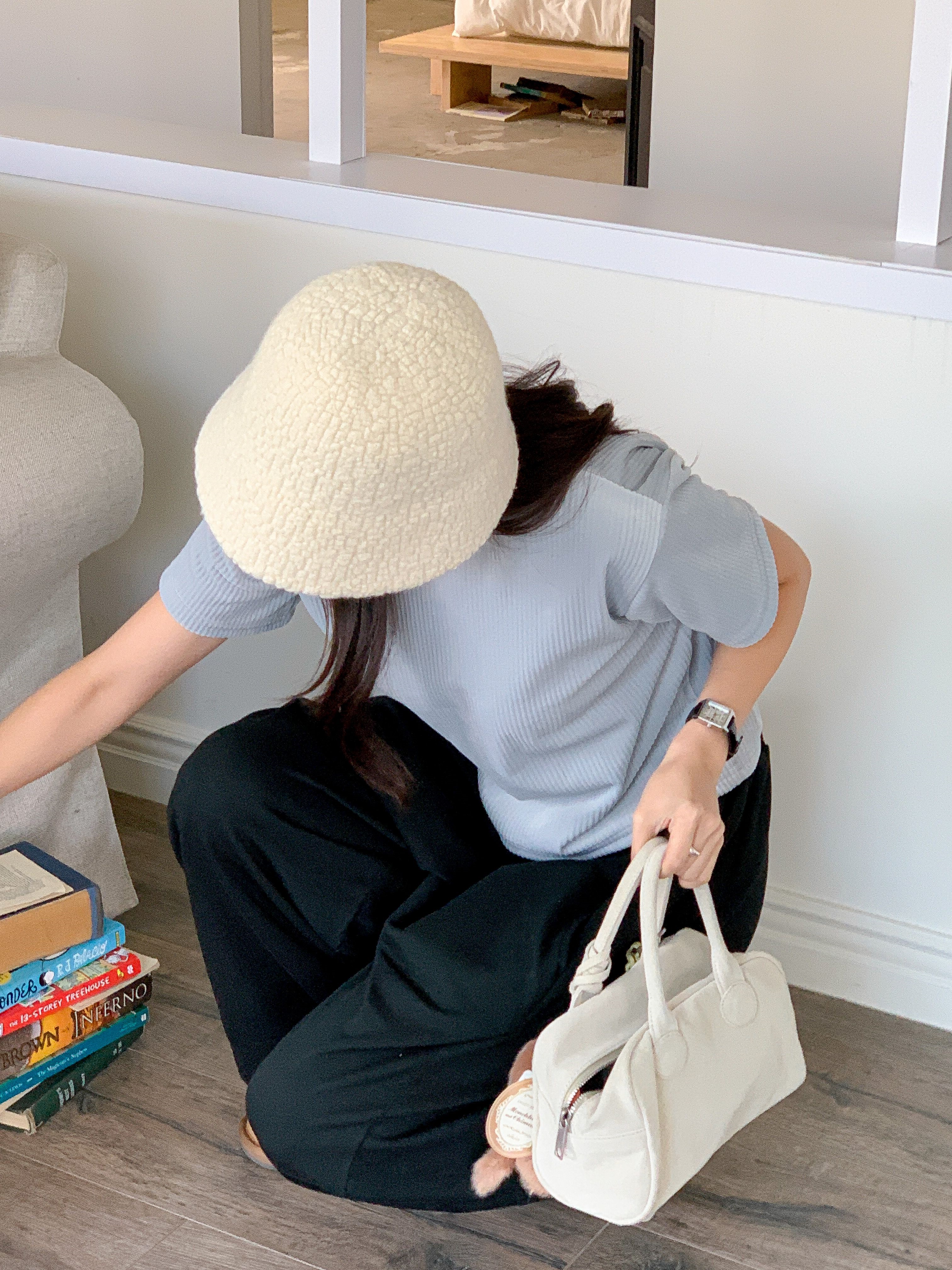 ファー裏地リブ半袖セミクロップドカラーTシャツ | 詳細画像8