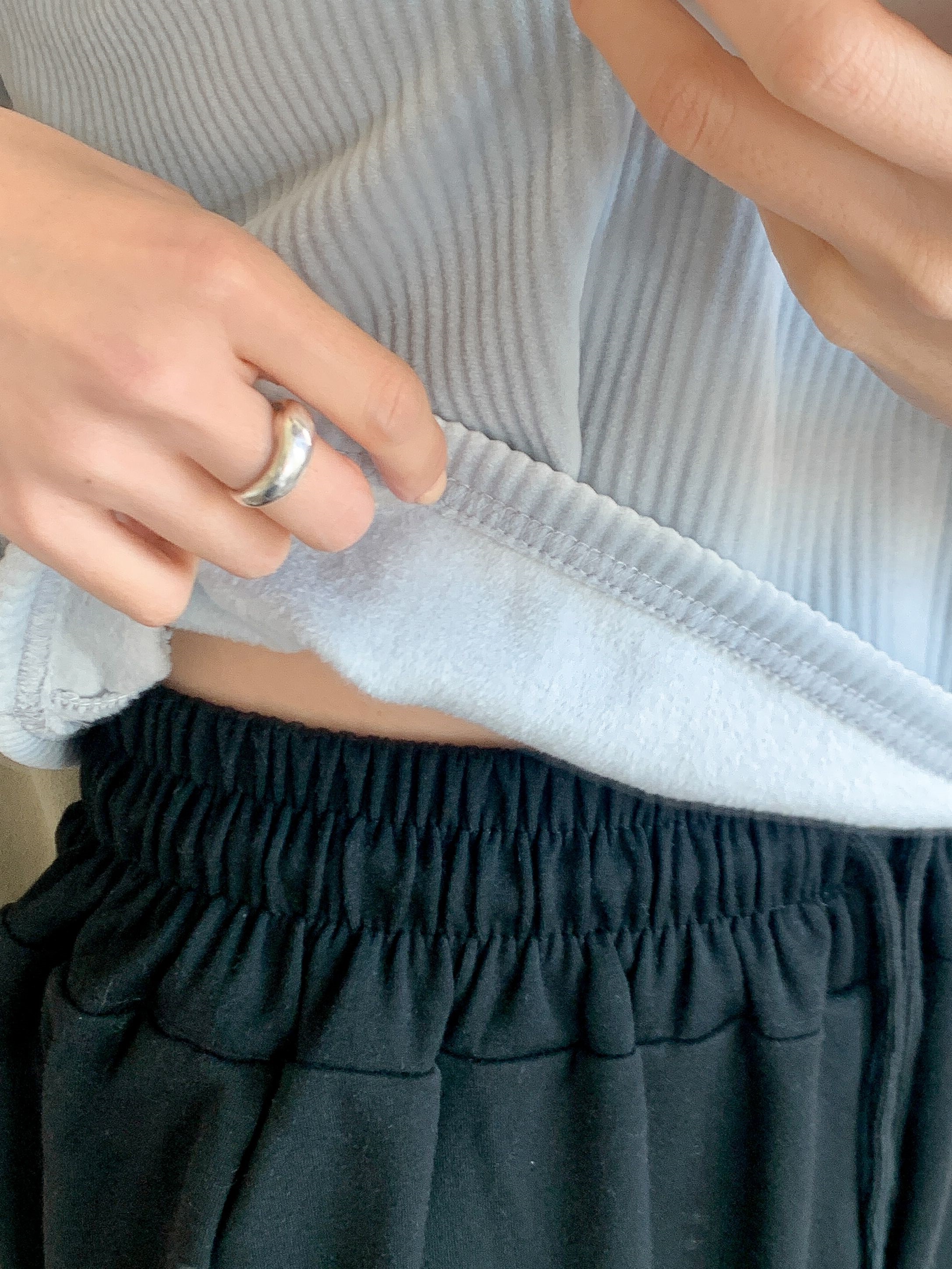 ファー裏地リブ半袖セミクロップドカラーTシャツ | 詳細画像15