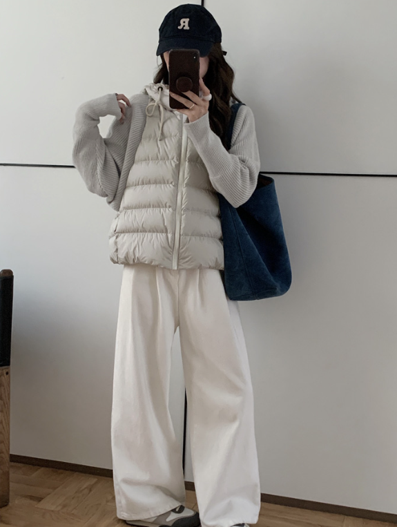 ジップアップハイネックフードドローストリングカラーダウンジャケット | 詳細画像2