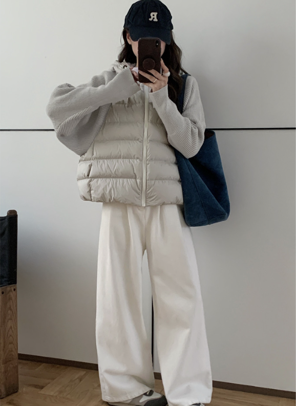 ジップアップハイネックフードドローストリングカラーダウンジャケット | 詳細画像4