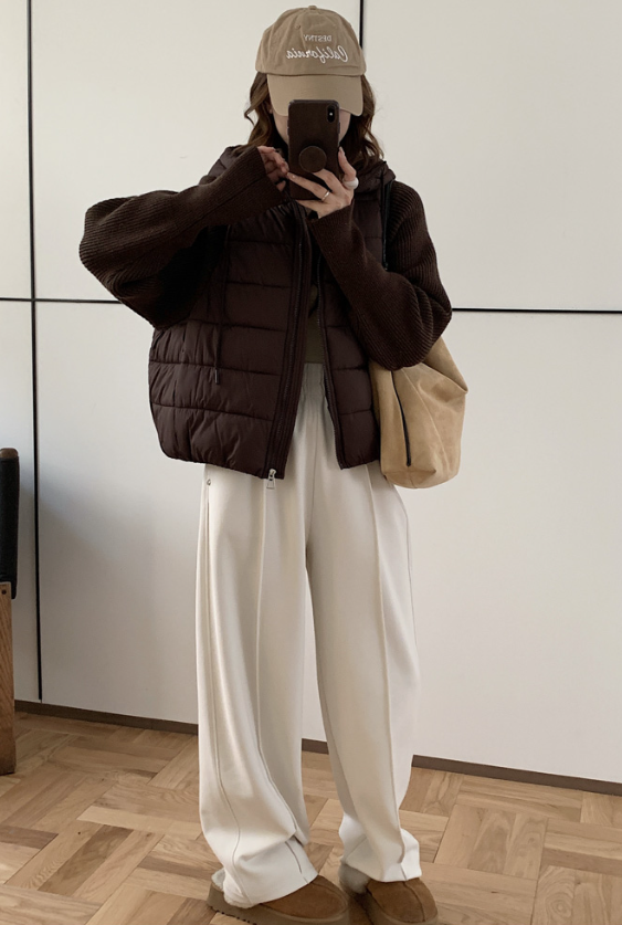 ジップアップハイネックフードドローストリングカラーダウンジャケット | 詳細画像7