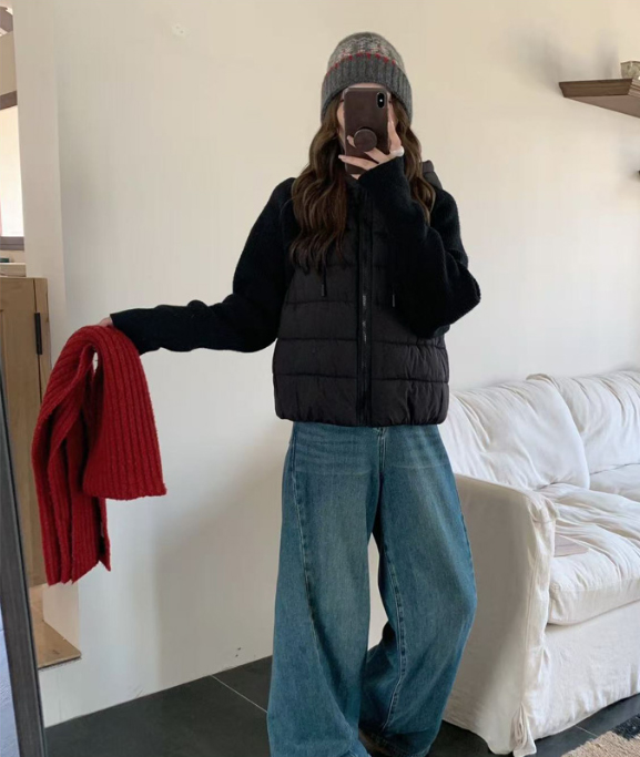 ジップアップハイネックフードドローストリングカラーダウンジャケット | 詳細画像9