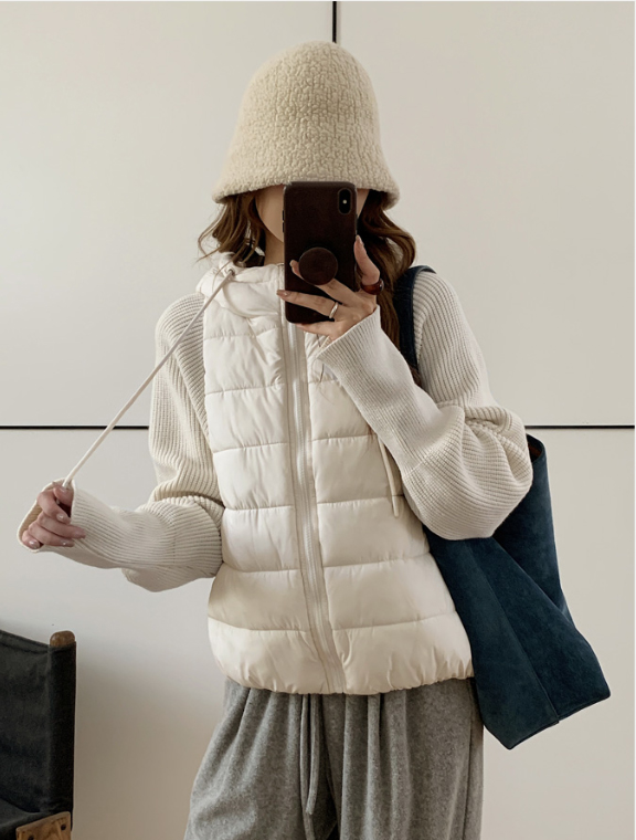 ジップアップハイネックフードドローストリングカラーダウンジャケット | 詳細画像11