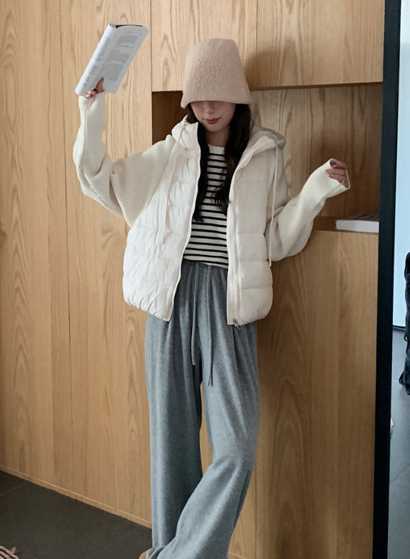 ジップアップハイネックフードドローストリングカラーダウンジャケット | 詳細画像12