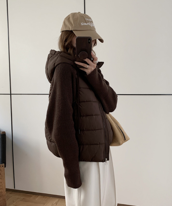 ジップアップハイネックフードドローストリングカラーダウンジャケット | 詳細画像14