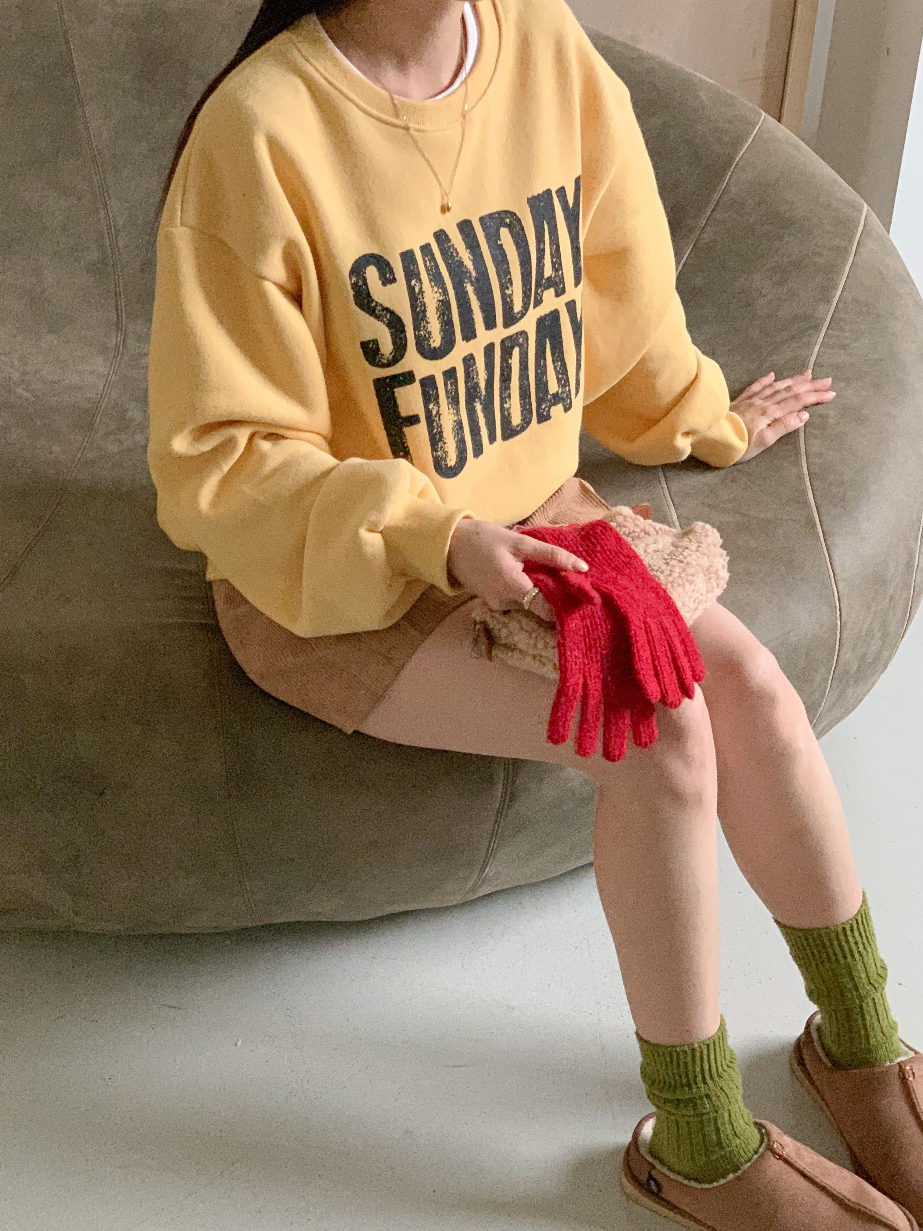 裏起毛コットンラウンドネック長袖プリントカラースウェット | 詳細画像5