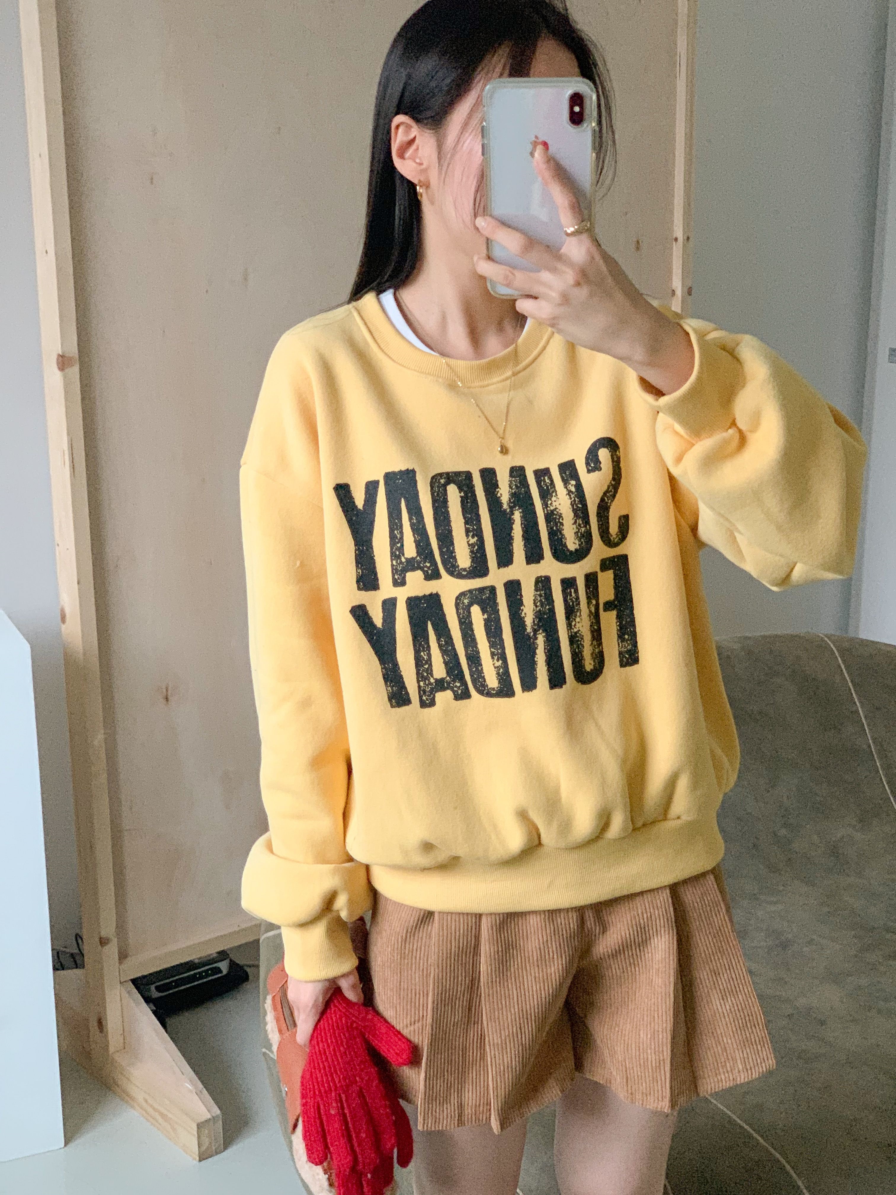 裏起毛コットンラウンドネック長袖プリントカラースウェット | 詳細画像13