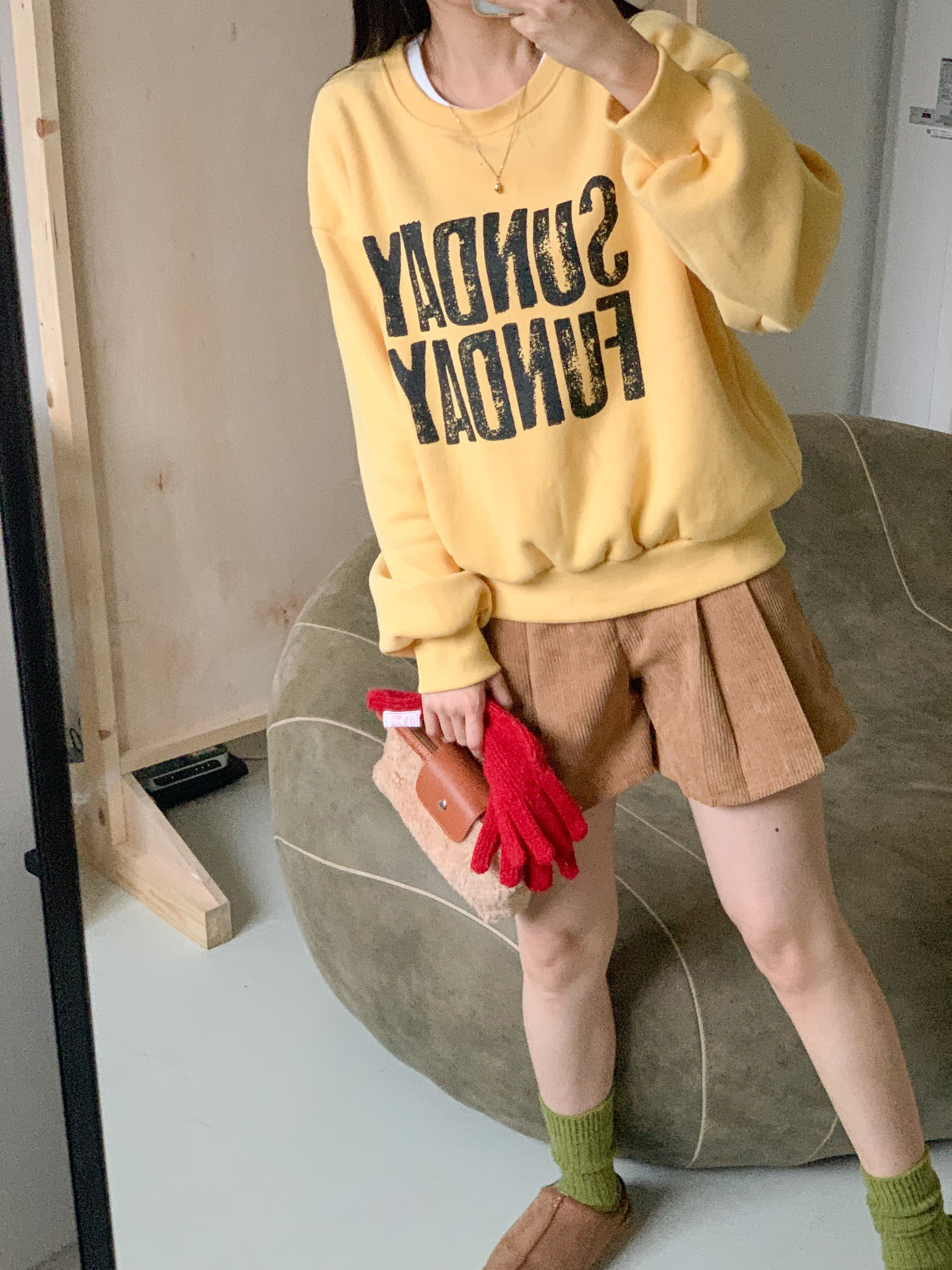 裏起毛コットンラウンドネック長袖プリントカラースウェット | 詳細画像16