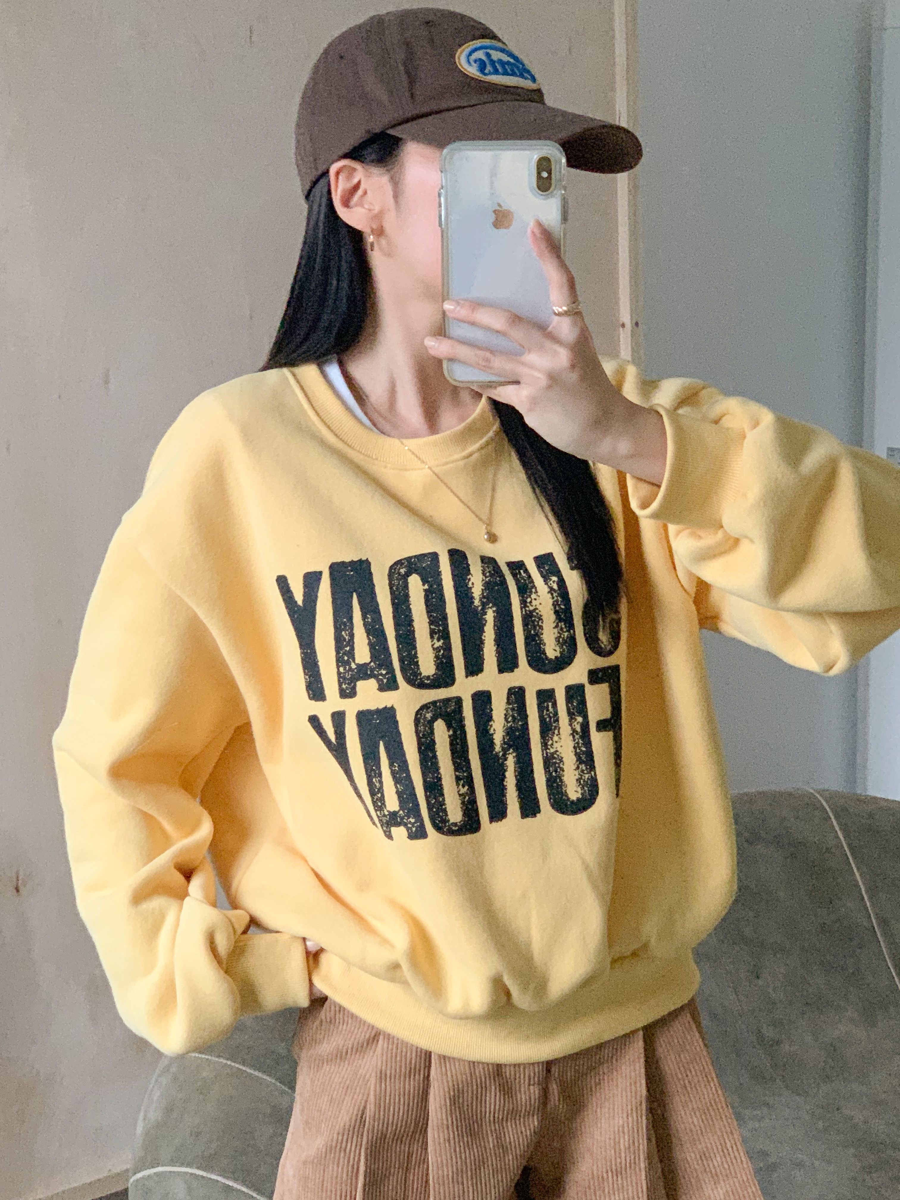 裏起毛コットンラウンドネック長袖プリントカラースウェット | 詳細画像18