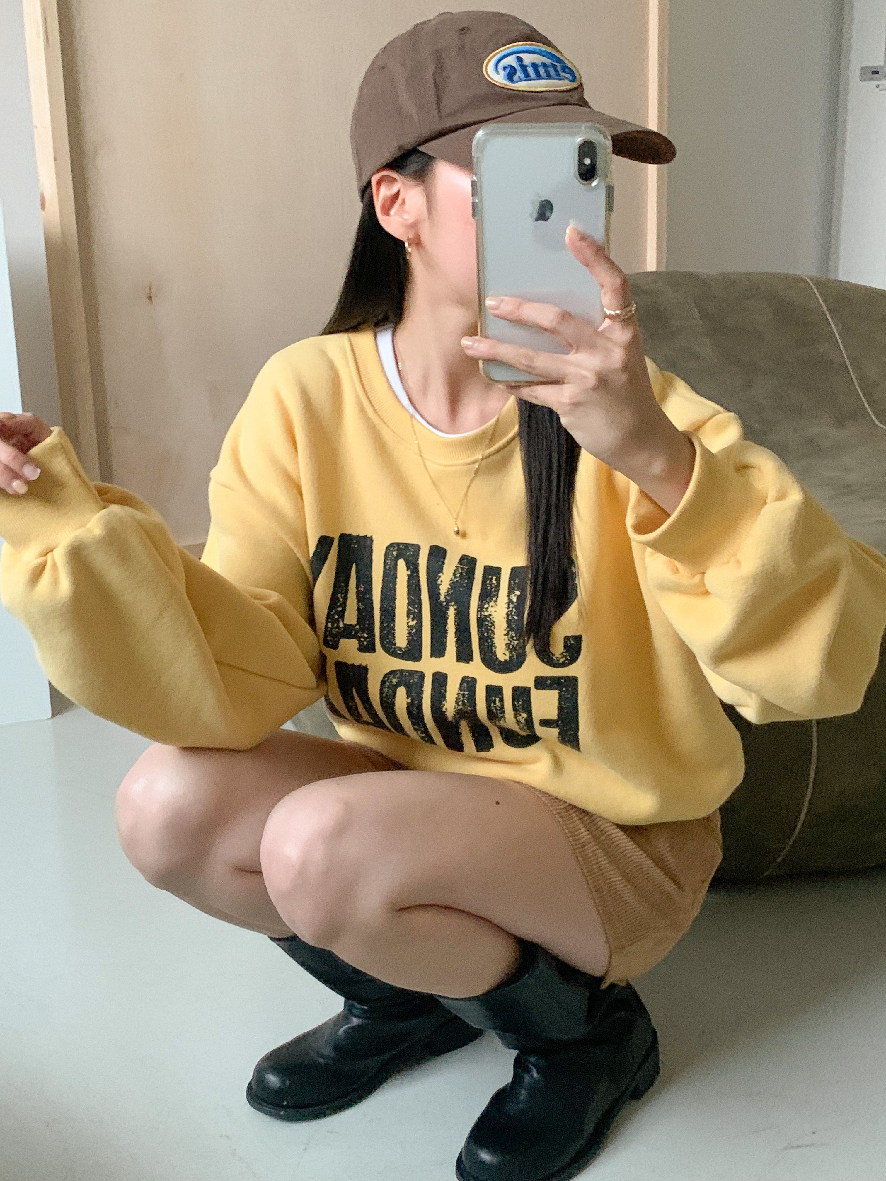 裏起毛コットンラウンドネック長袖プリントカラースウェット | 詳細画像21