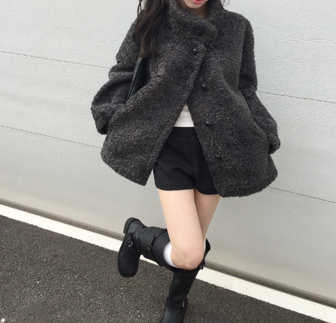 ボアボタンハイネックポケットカラーコート | 詳細画像3