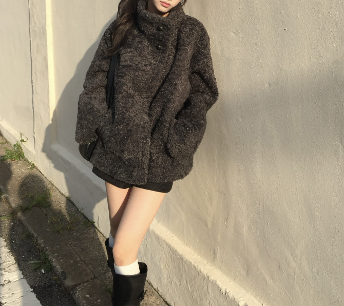 ボアボタンハイネックポケットカラーコート | 詳細画像4