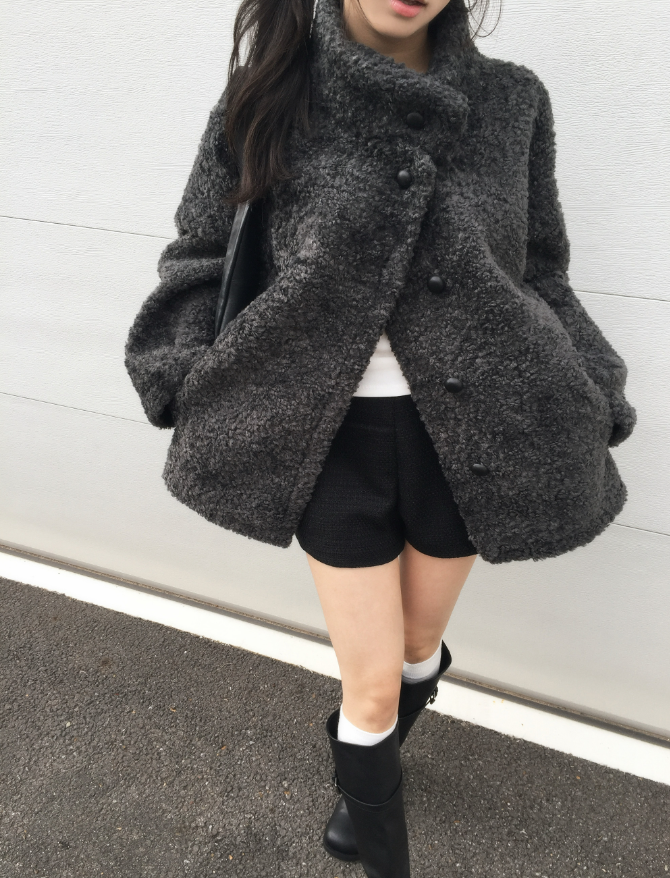 ボアボタンハイネックポケットカラーコート | 詳細画像6