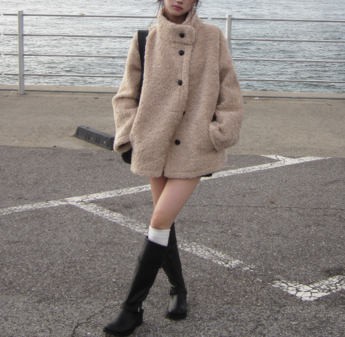 ボアボタンハイネックポケットカラーコート | 詳細画像8