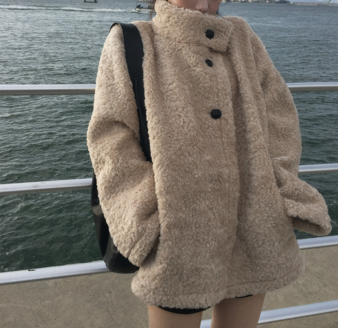 ボアボタンハイネックポケットカラーコート | 詳細画像9