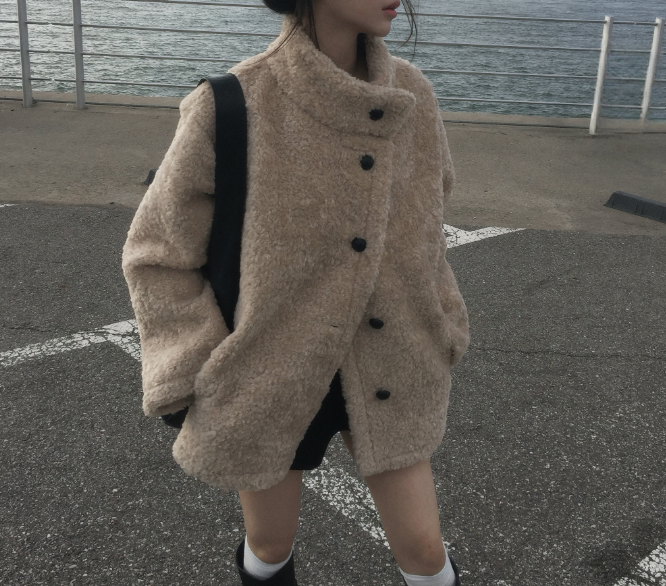 ボアボタンハイネックポケットカラーコート | 詳細画像10