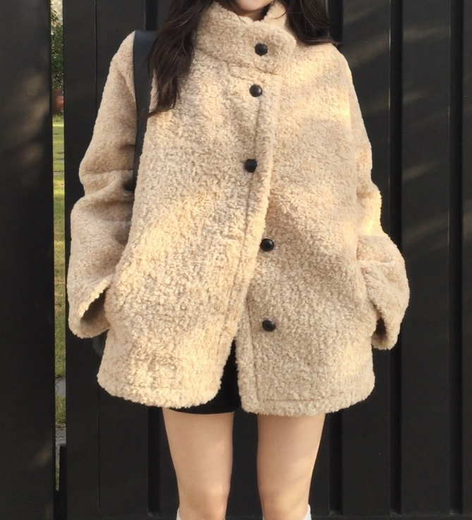 ボアボタンハイネックポケットカラーコート | 詳細画像12