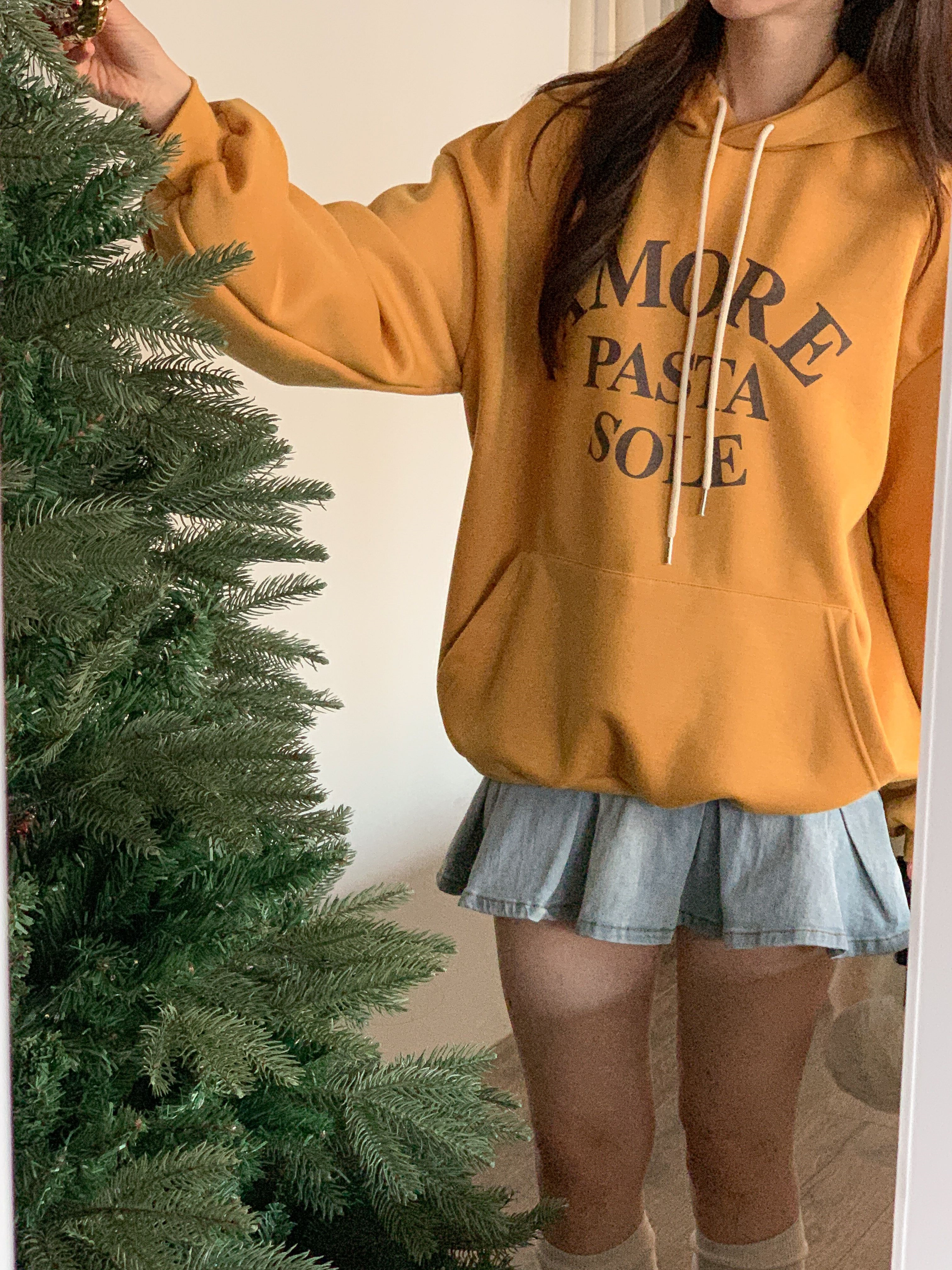 裏起毛フードルーズカンガルーポケットプリントカラーパーカー | 詳細画像3