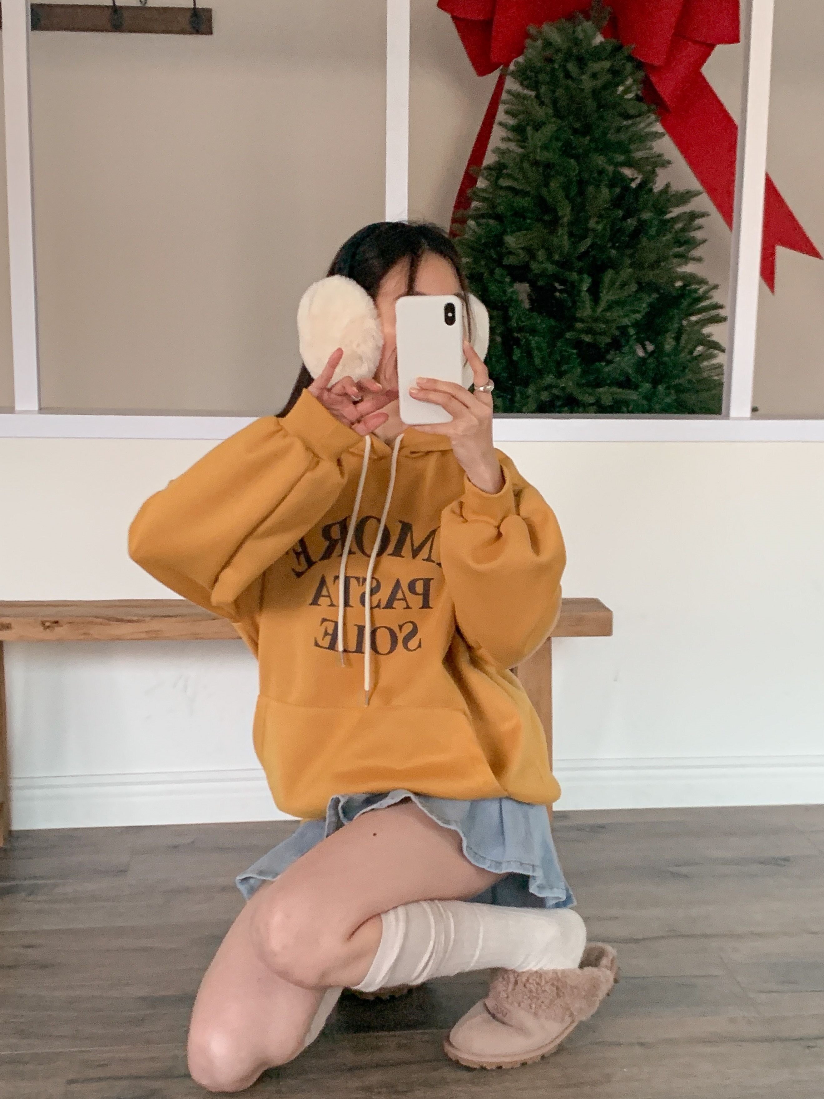 裏起毛フードルーズカンガルーポケットプリントカラーパーカー | 詳細画像4