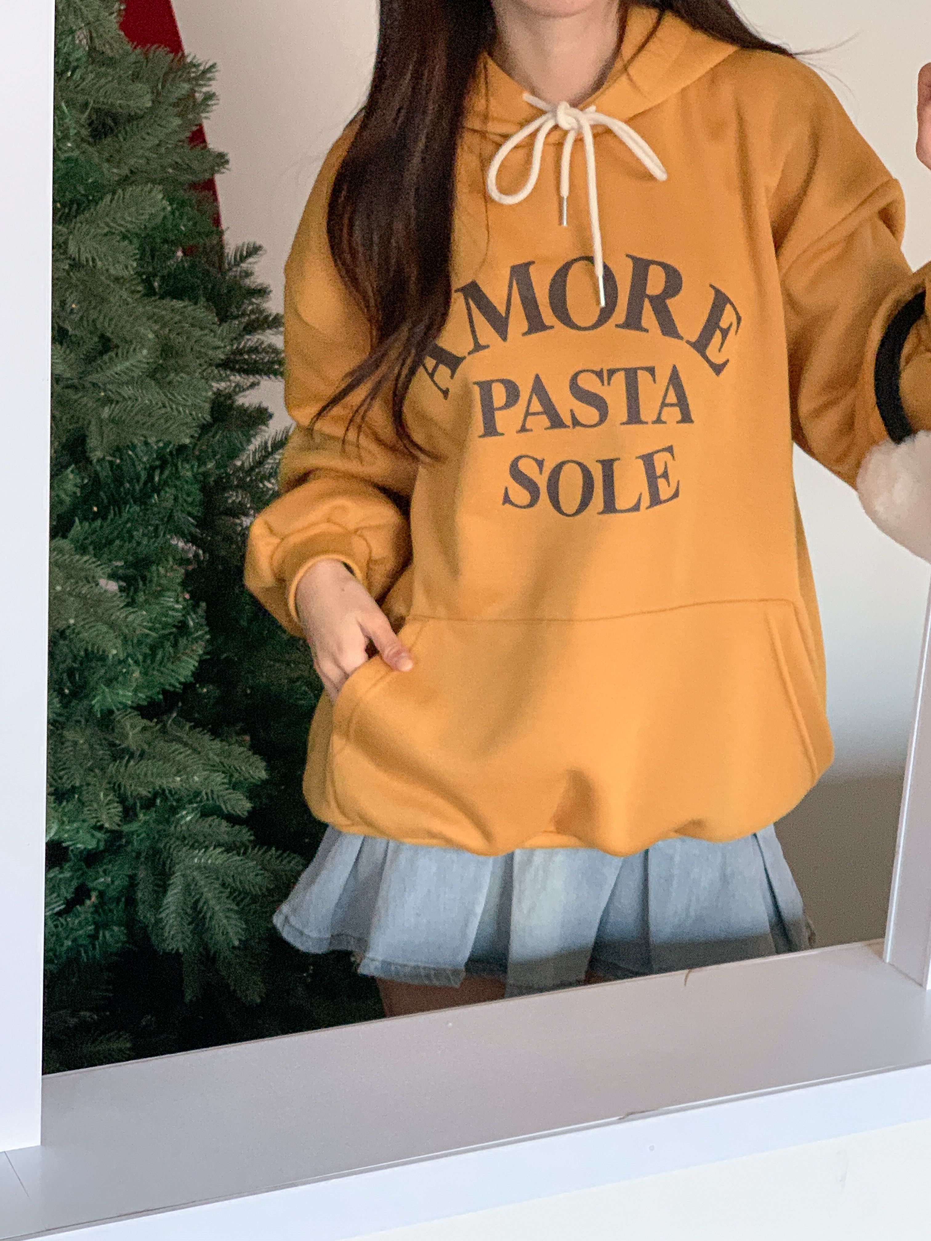 裏起毛フードルーズカンガルーポケットプリントカラーパーカー | 詳細画像13