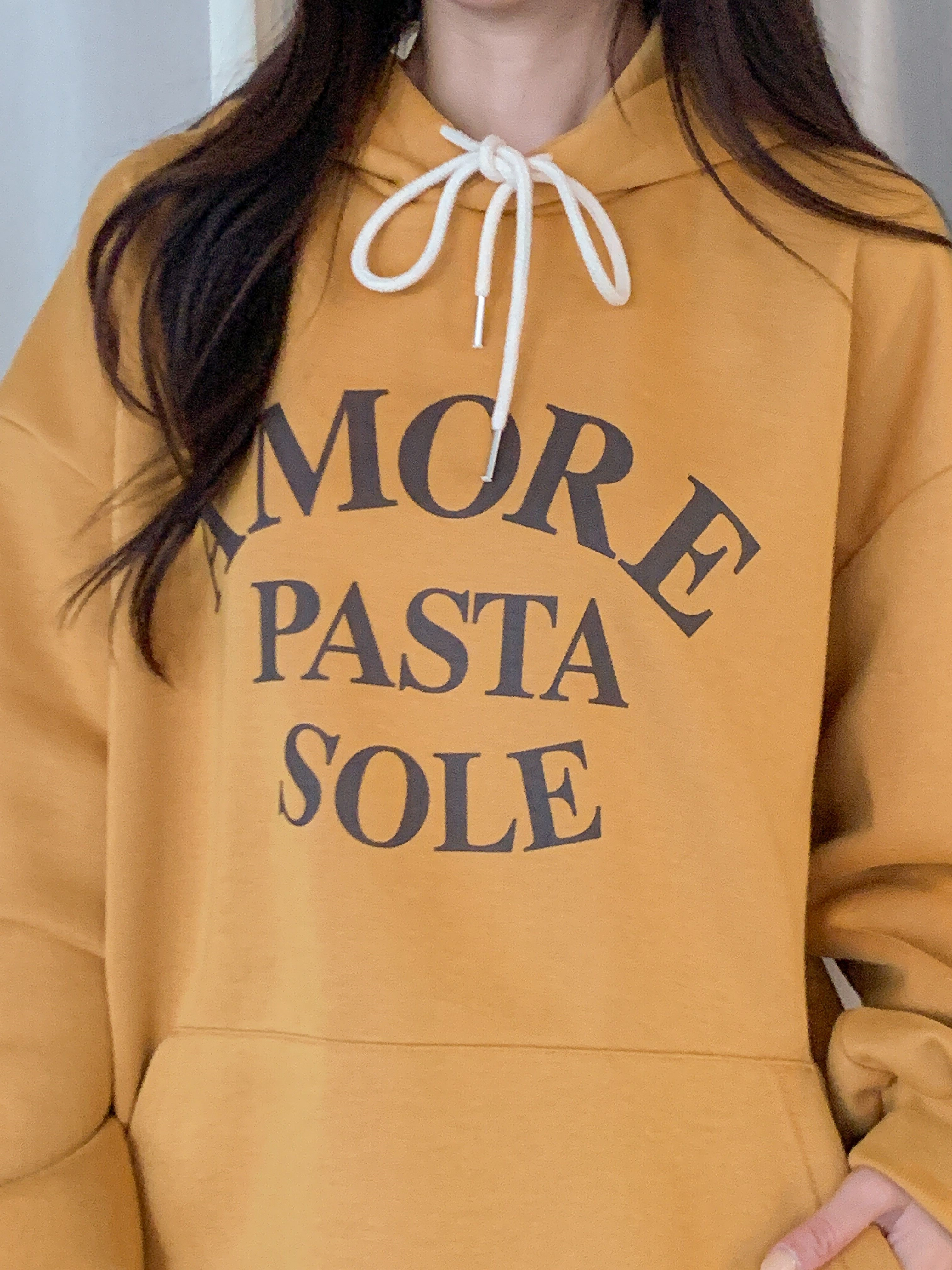 裏起毛フードルーズカンガルーポケットプリントカラーパーカー | 詳細画像14