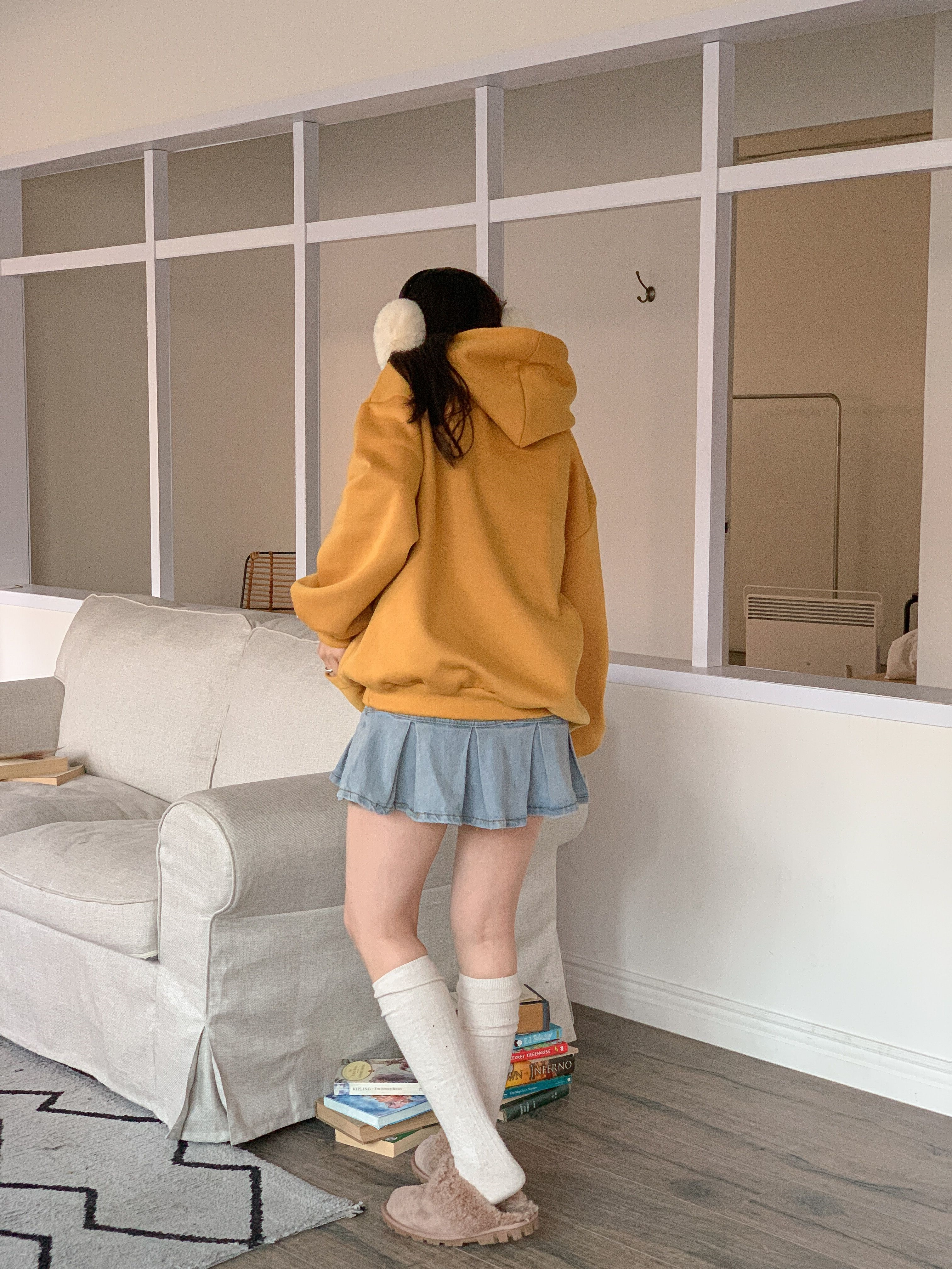 裏起毛フードルーズカンガルーポケットプリントカラーパーカー | 詳細画像16