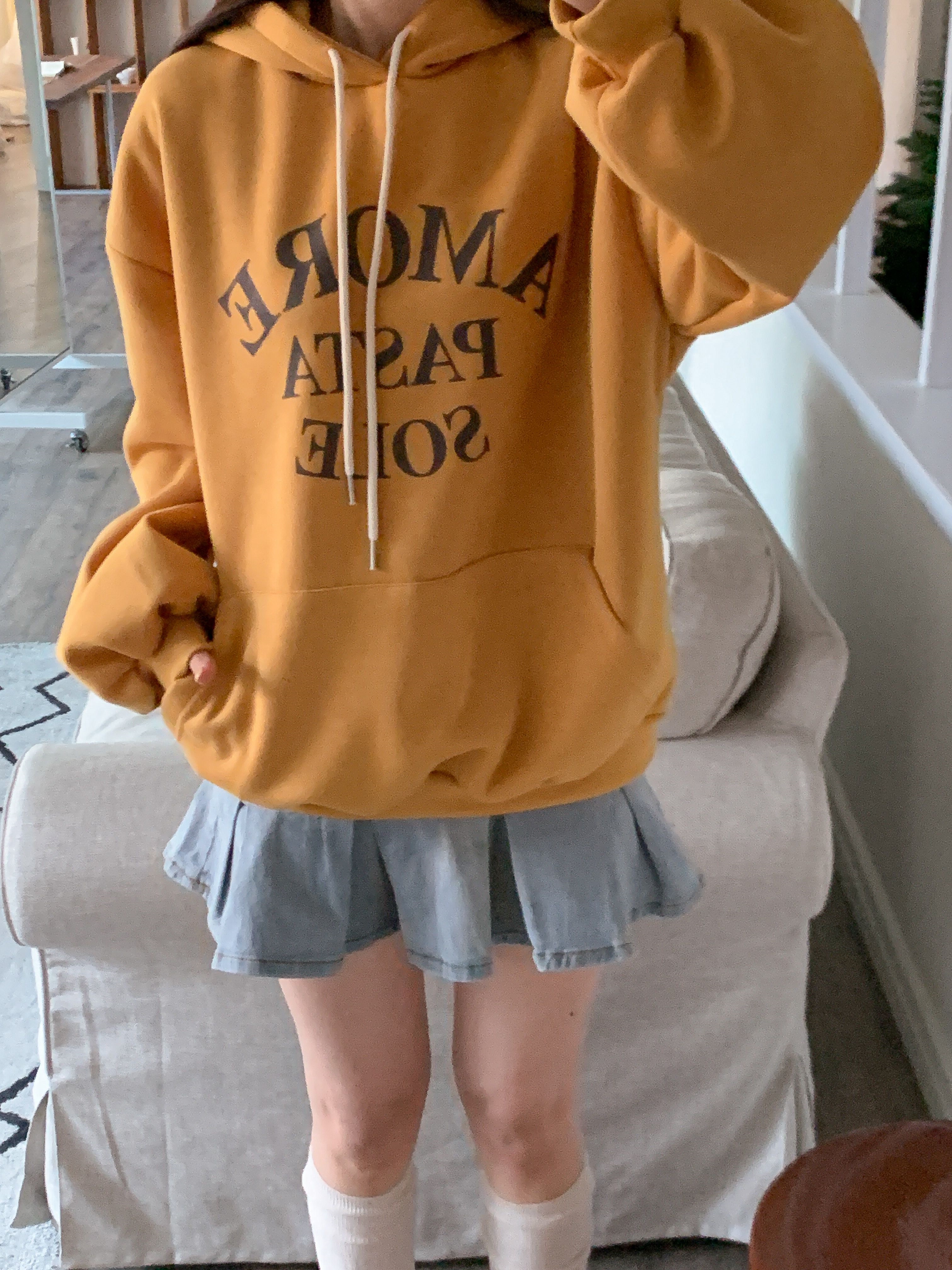 裏起毛フードルーズカンガルーポケットプリントカラーパーカー | 詳細画像21