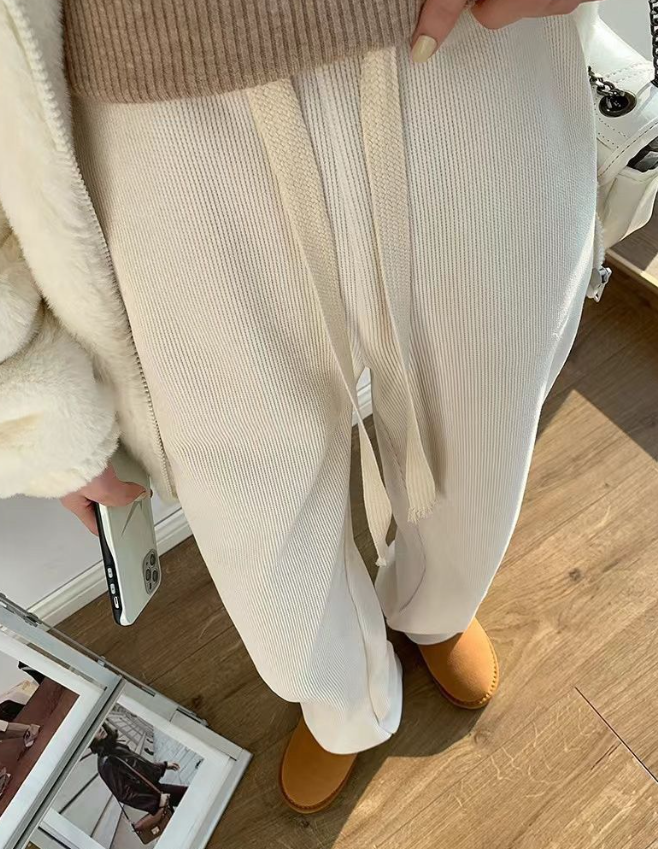 ファー裏地コーデュロイドローストリングウエストゴムワイドパンツ | 詳細画像2