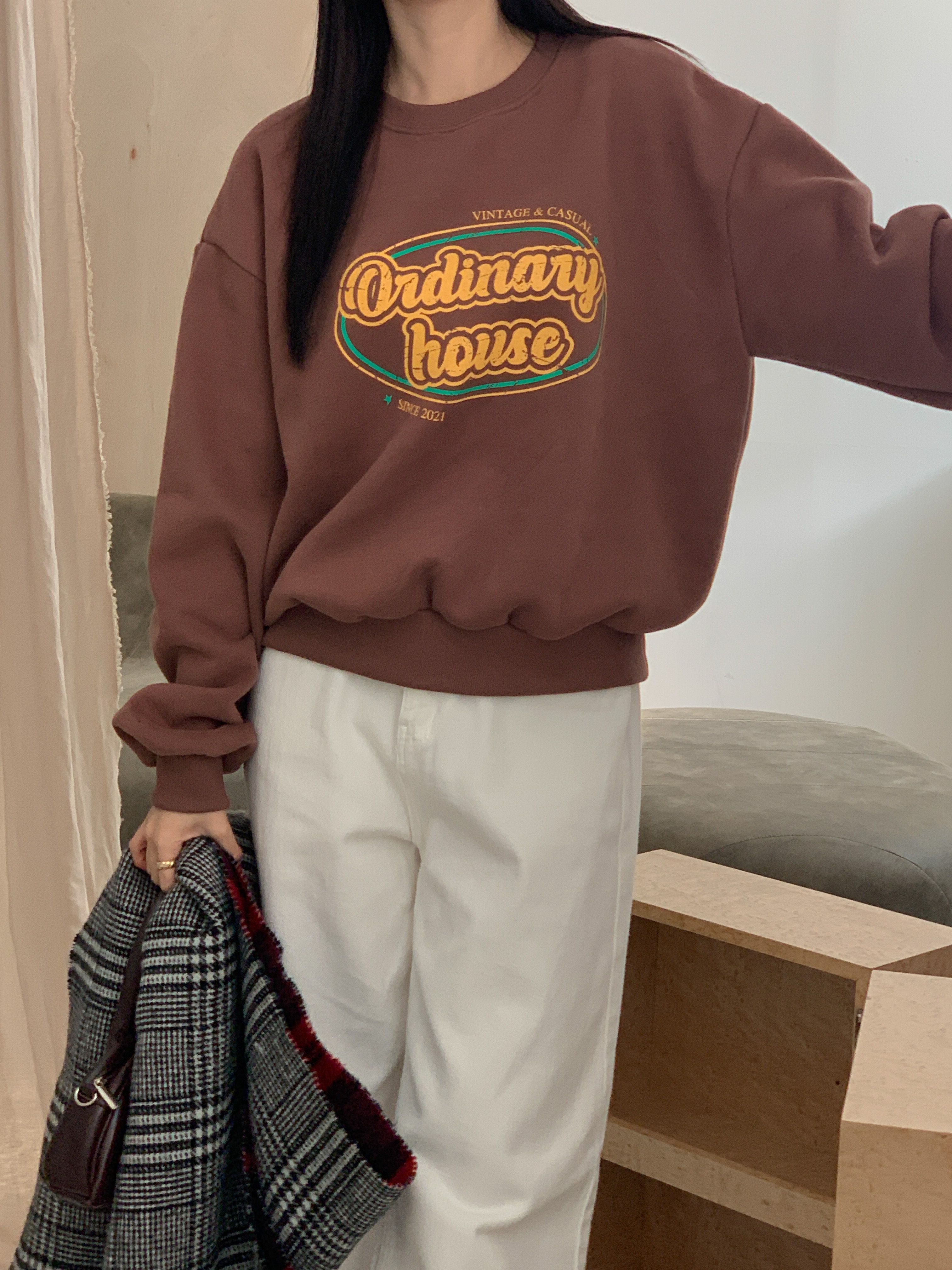 裏起毛ラウンドネックルーズ長袖プリントカラースウェット | 詳細画像4