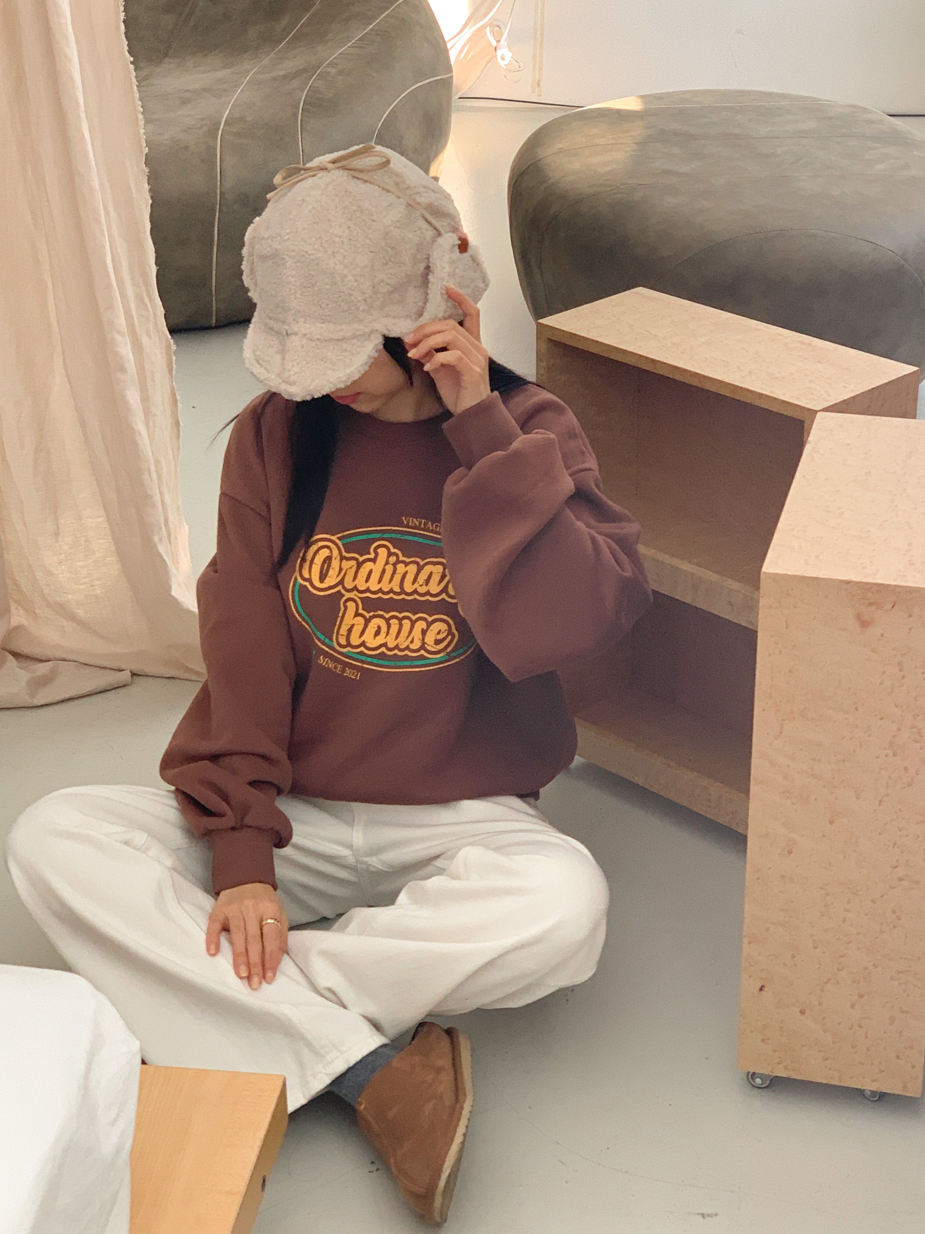 裏起毛ラウンドネックルーズ長袖プリントカラースウェット | 詳細画像7