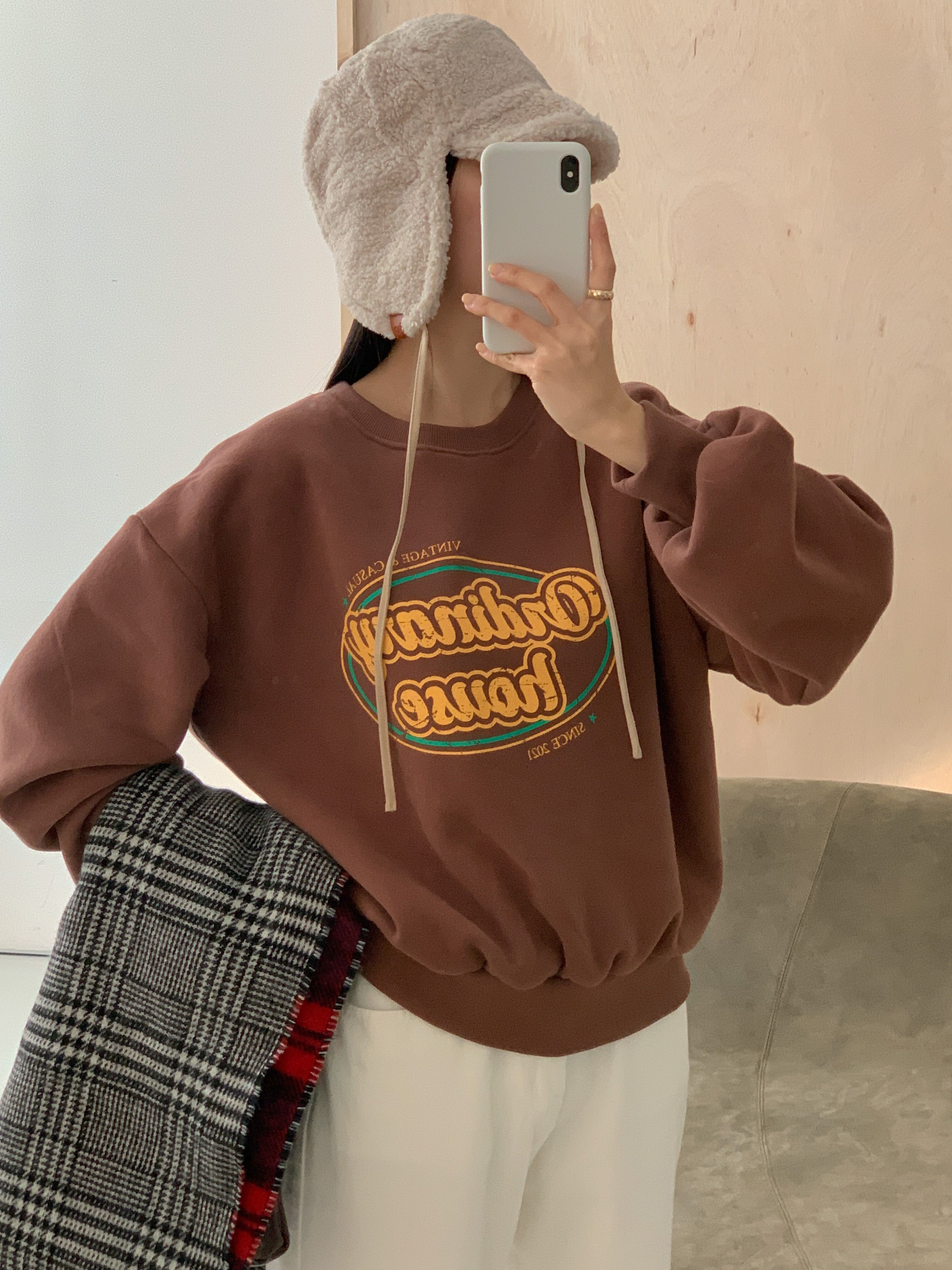 裏起毛ラウンドネックルーズ長袖プリントカラースウェット | 詳細画像9