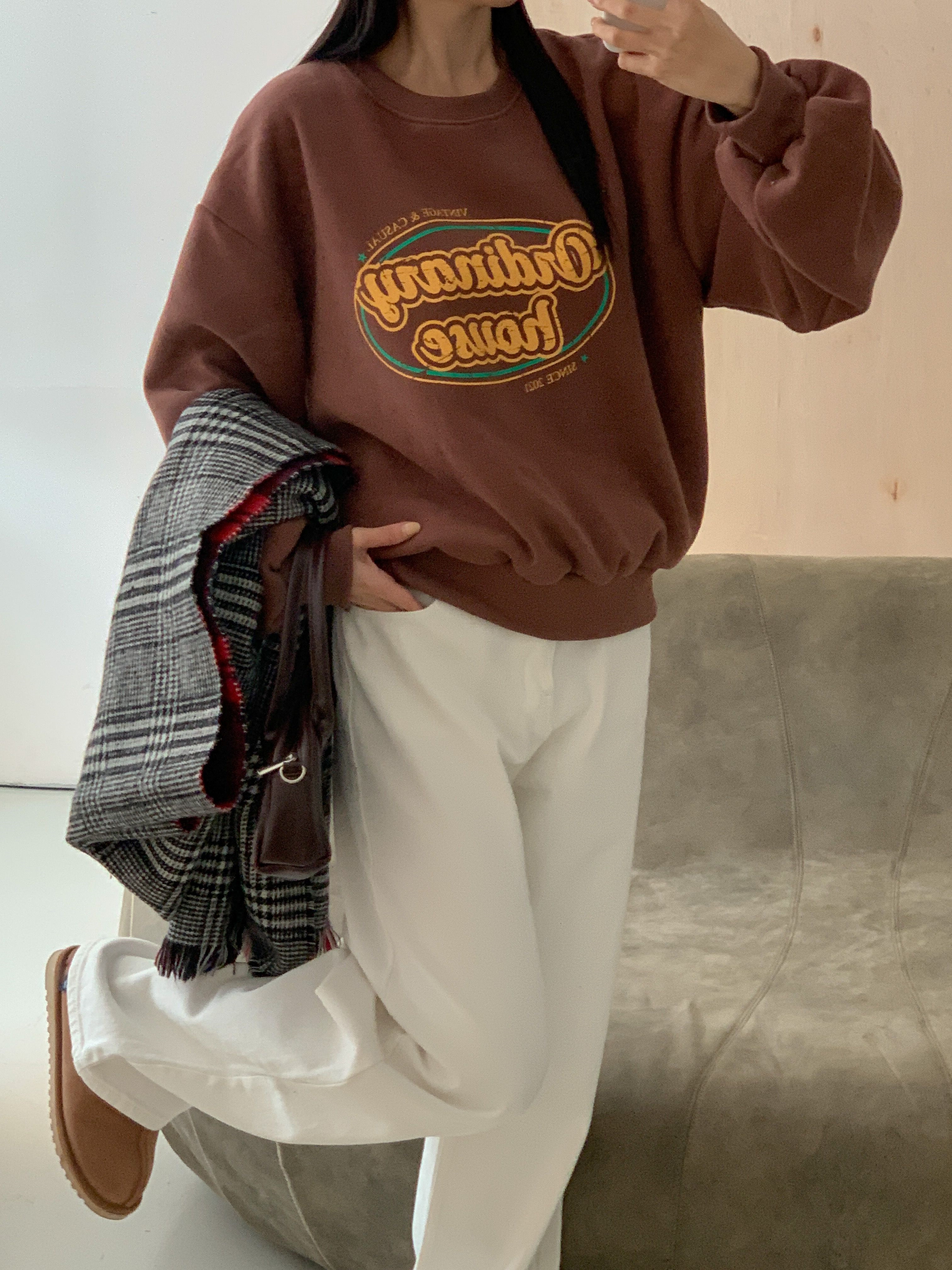 裏起毛ラウンドネックルーズ長袖プリントカラースウェット | 詳細画像10