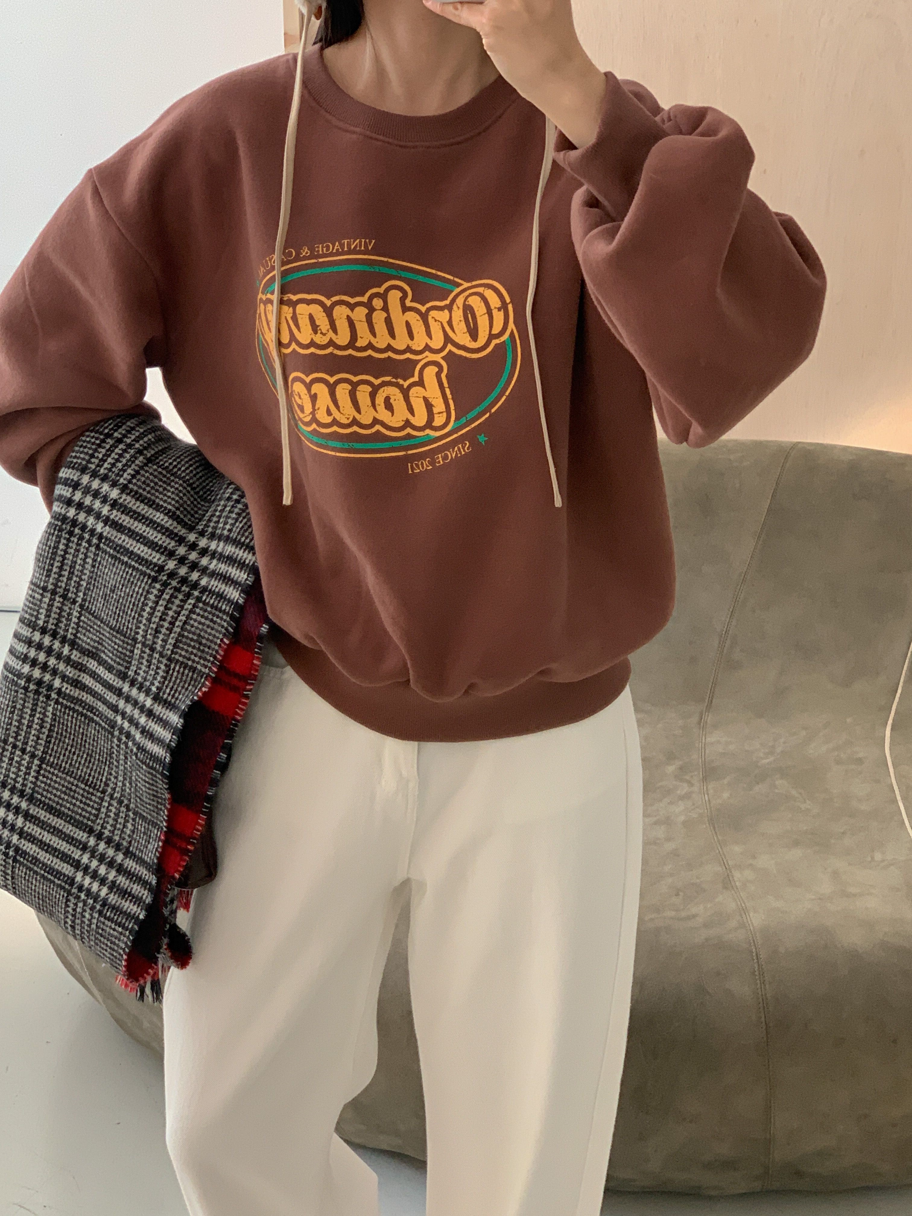 裏起毛ラウンドネックルーズ長袖プリントカラースウェット | 詳細画像11