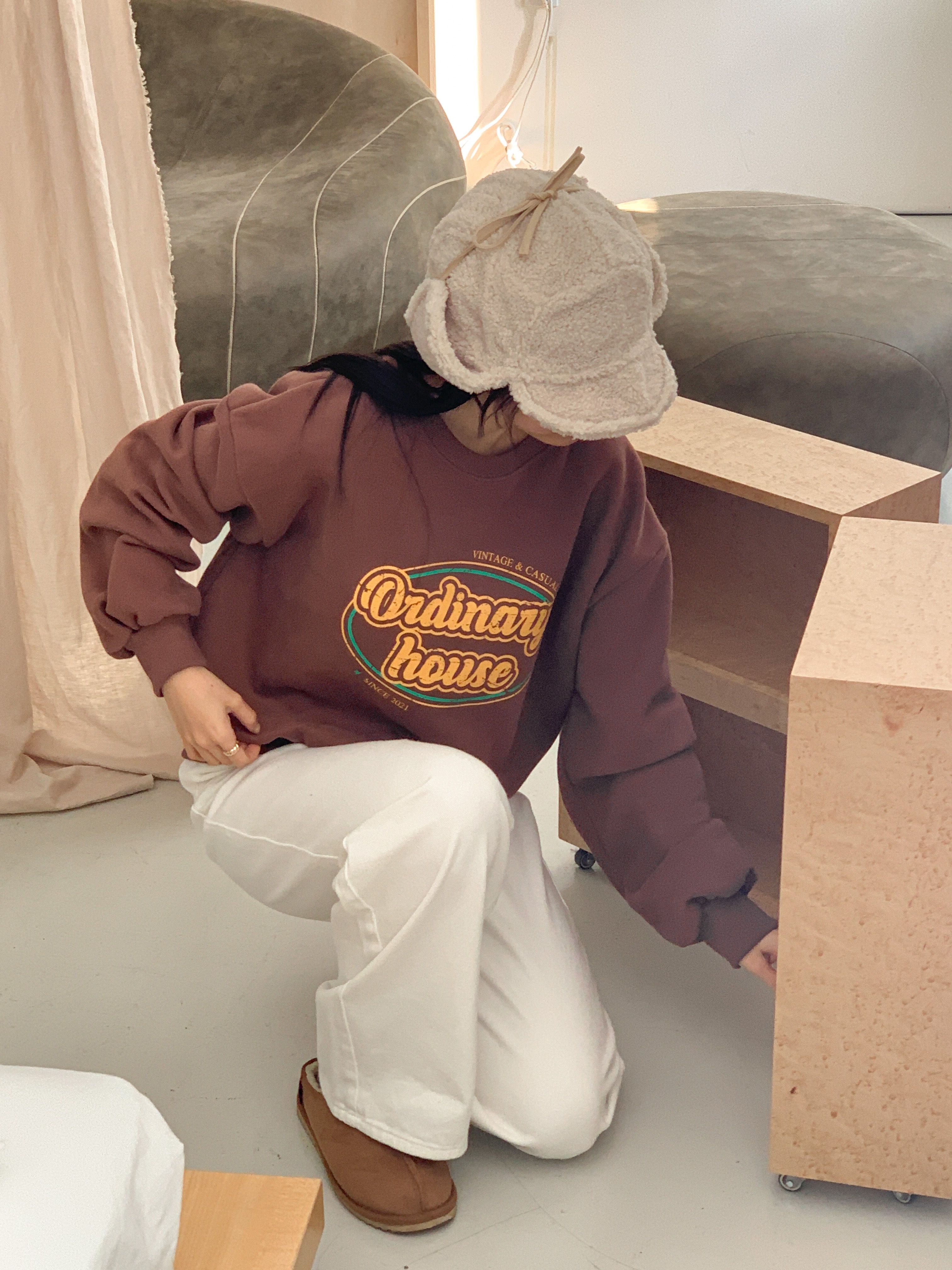 裏起毛ラウンドネックルーズ長袖プリントカラースウェット | 詳細画像15