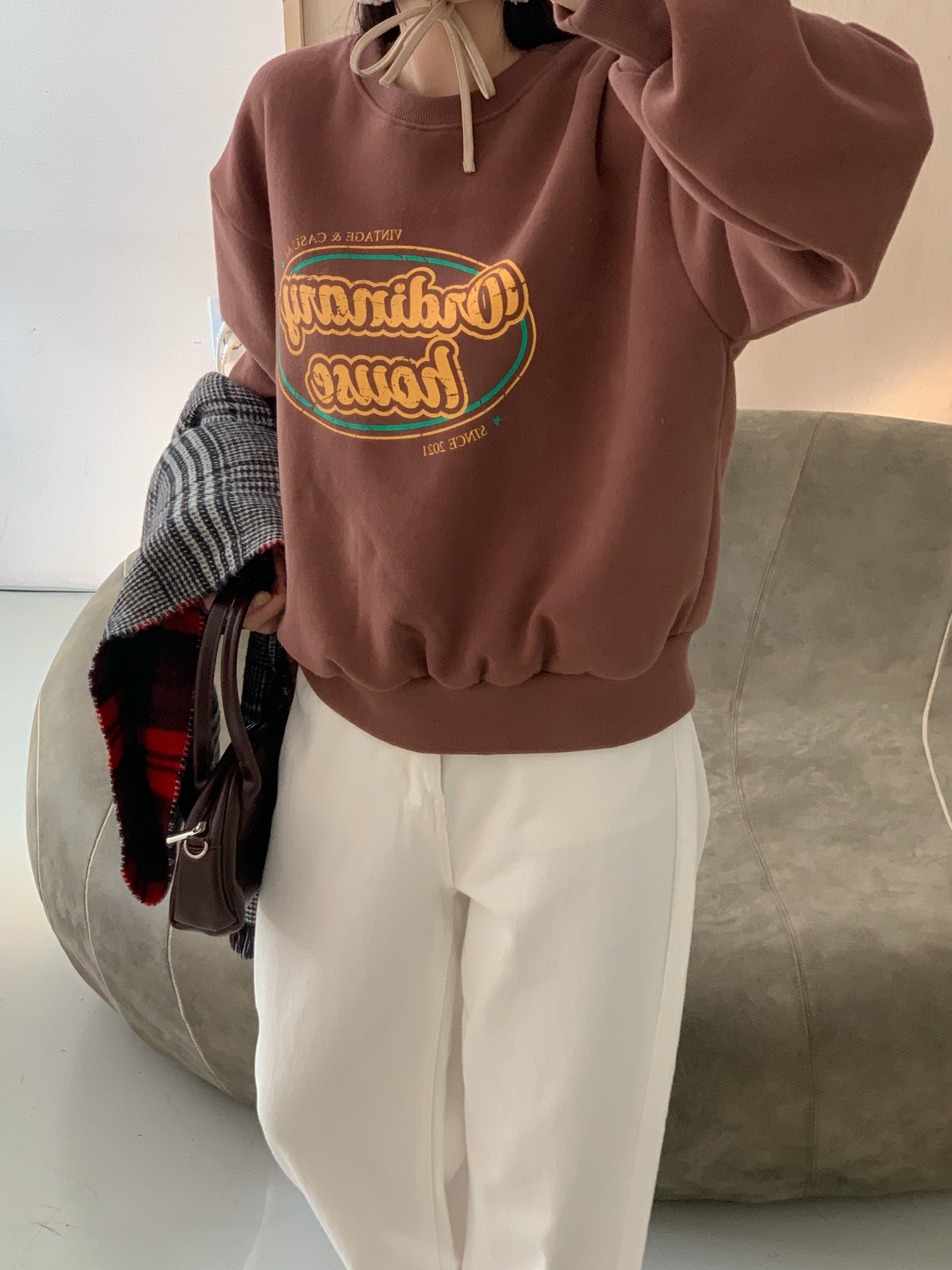 裏起毛ラウンドネックルーズ長袖プリントカラースウェット | 詳細画像16