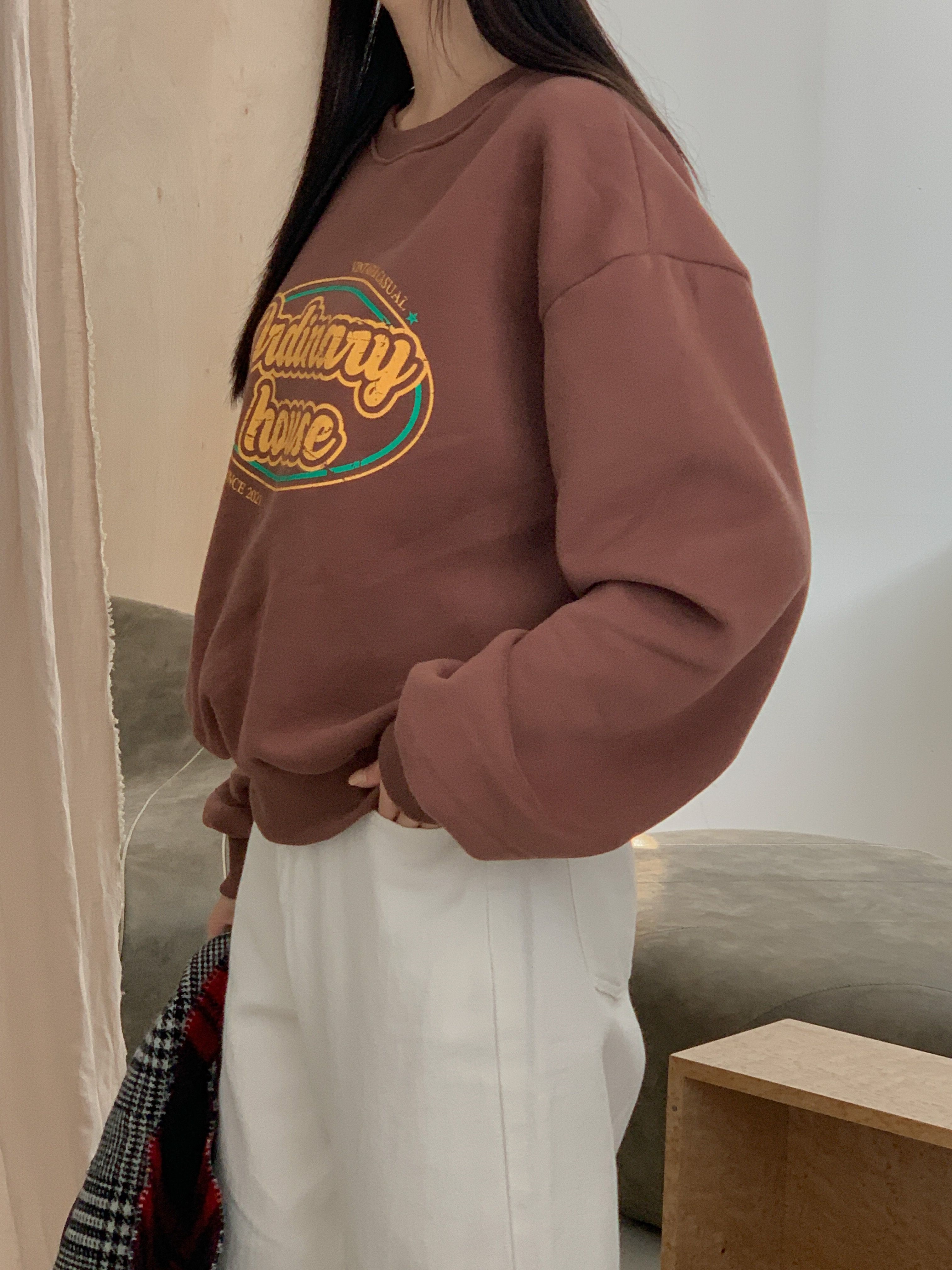 裏起毛ラウンドネックルーズ長袖プリントカラースウェット | 詳細画像17