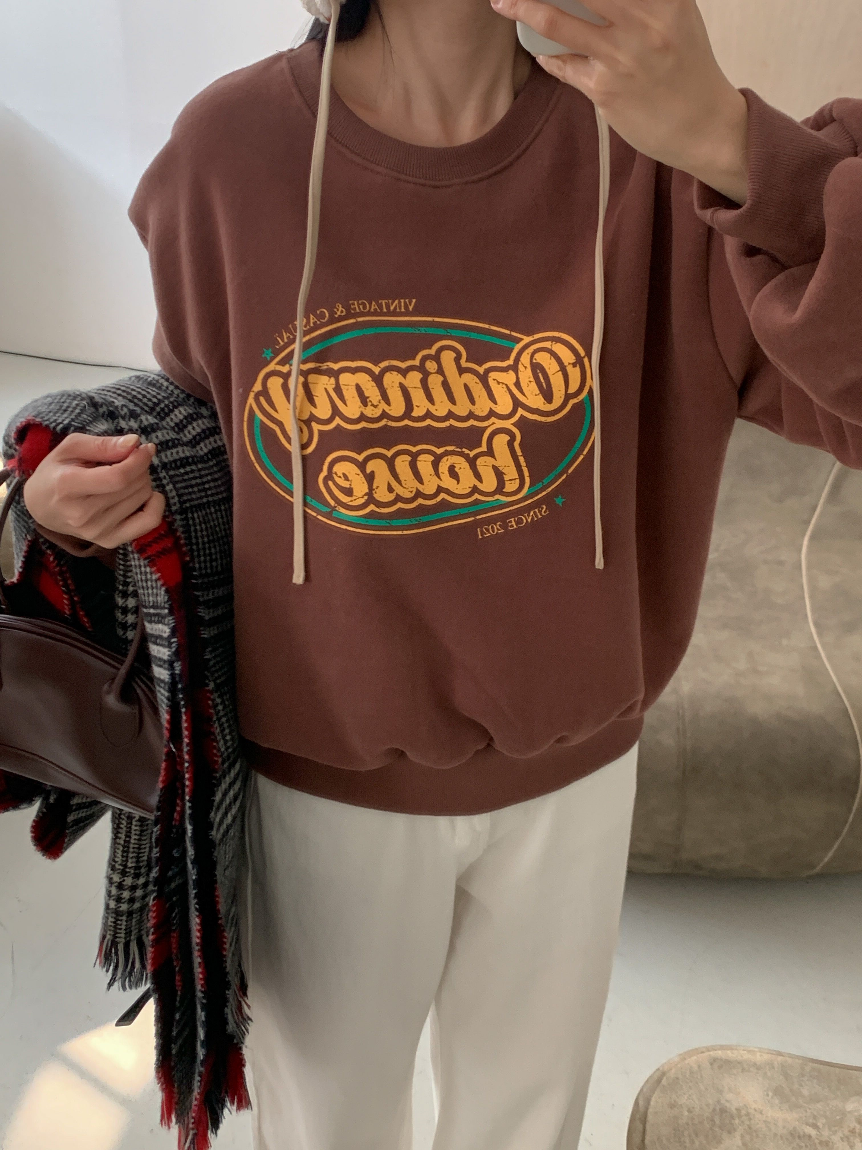 裏起毛ラウンドネックルーズ長袖プリントカラースウェット | 詳細画像20