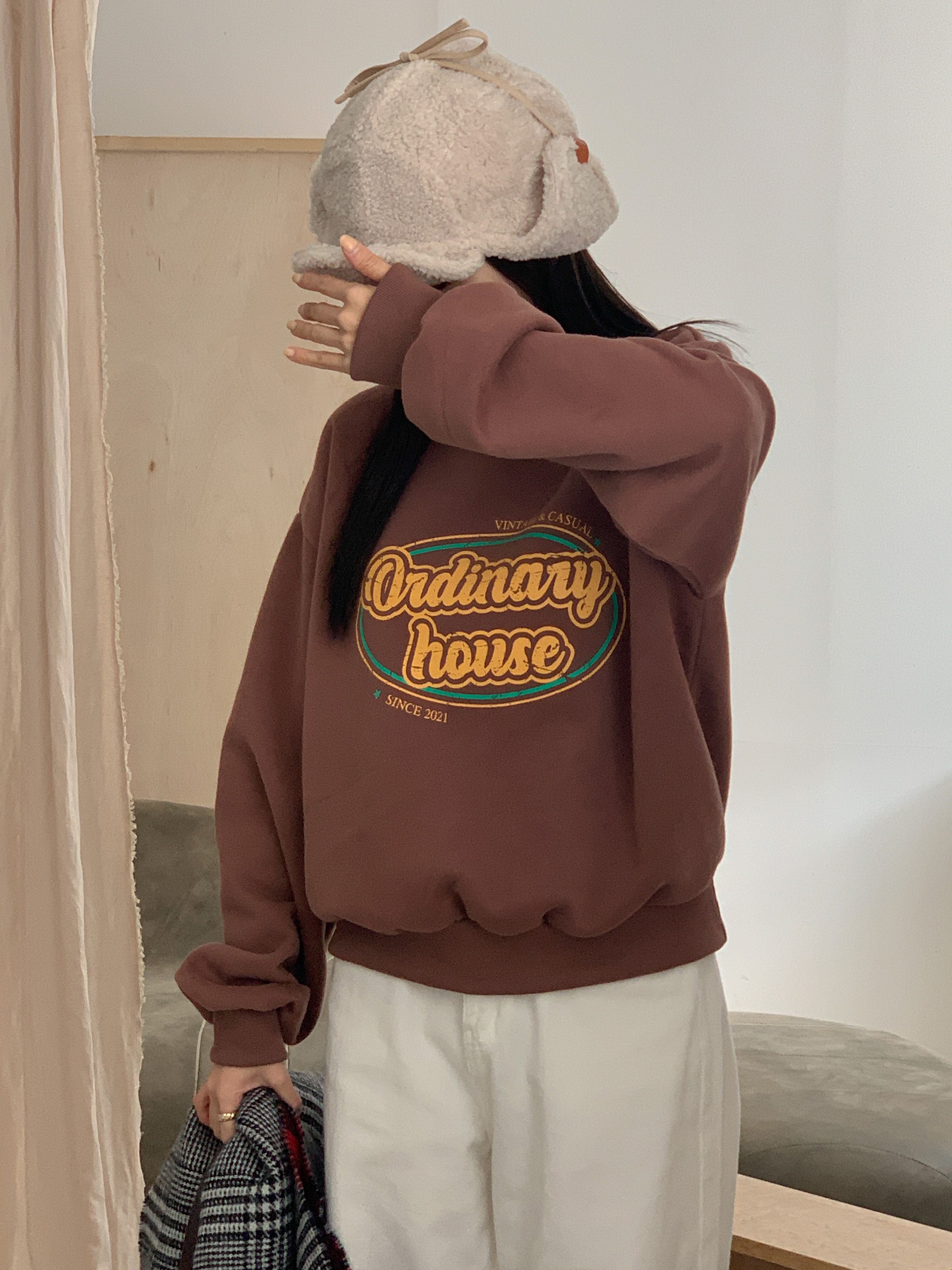 裏起毛ラウンドネックルーズ長袖プリントカラースウェット | 詳細画像21