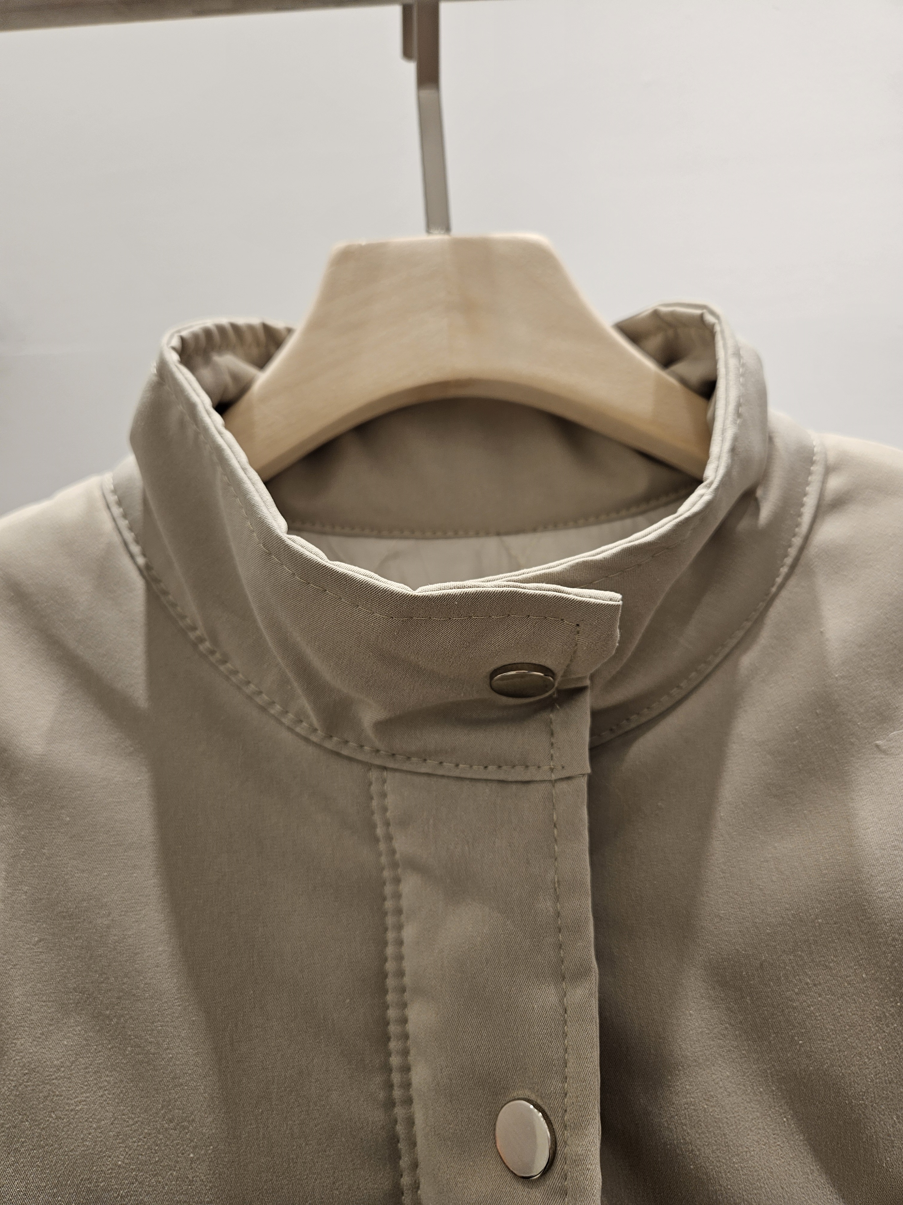 キルティングジップアップハイネックロングスナップボタンカラーダウンジャケット | 詳細画像5