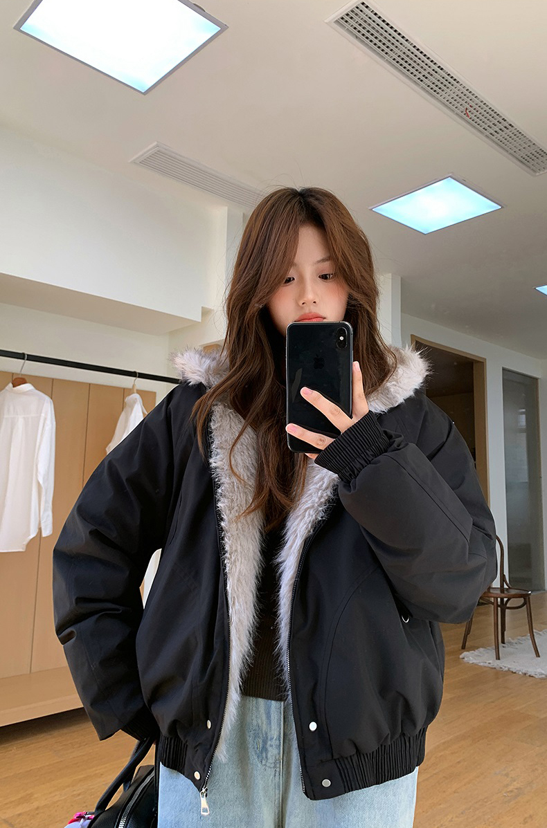 キルティングエコファージップアップフードポケットオーバーサイズジャケット | 詳細画像6