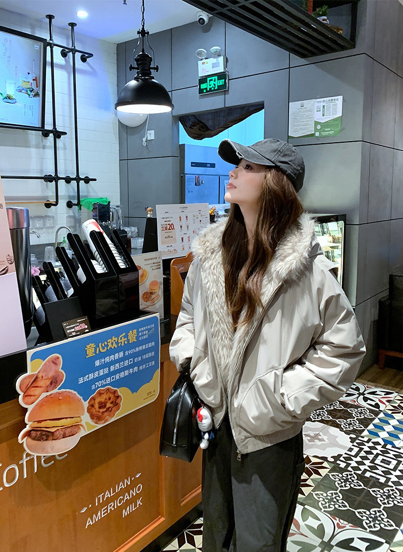 キルティングエコファージップアップフードポケットオーバーサイズジャケット | 詳細画像7