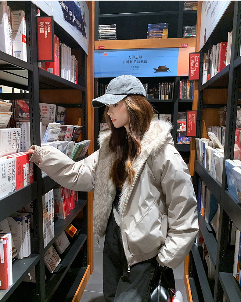 キルティングエコファージップアップフードポケットオーバーサイズジャケット | 詳細画像8