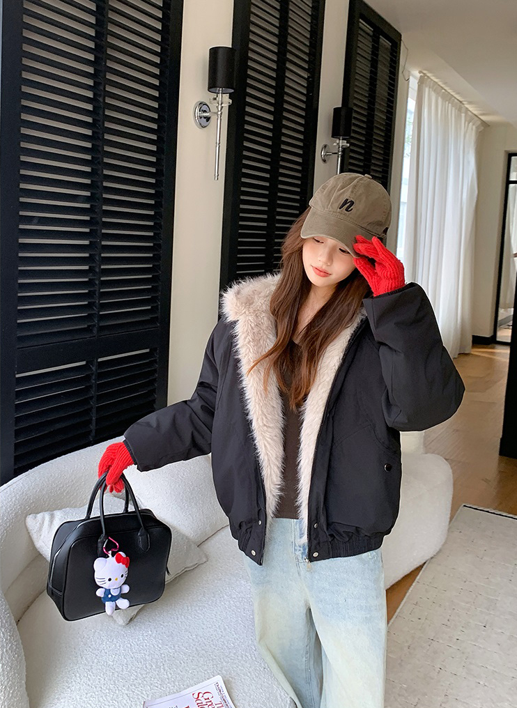 キルティングエコファージップアップフードポケットオーバーサイズジャケット | 詳細画像18