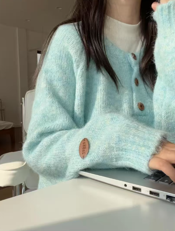 ウール混ボタンヘンリーネックオーバーサイズカラーニット | 詳細画像13