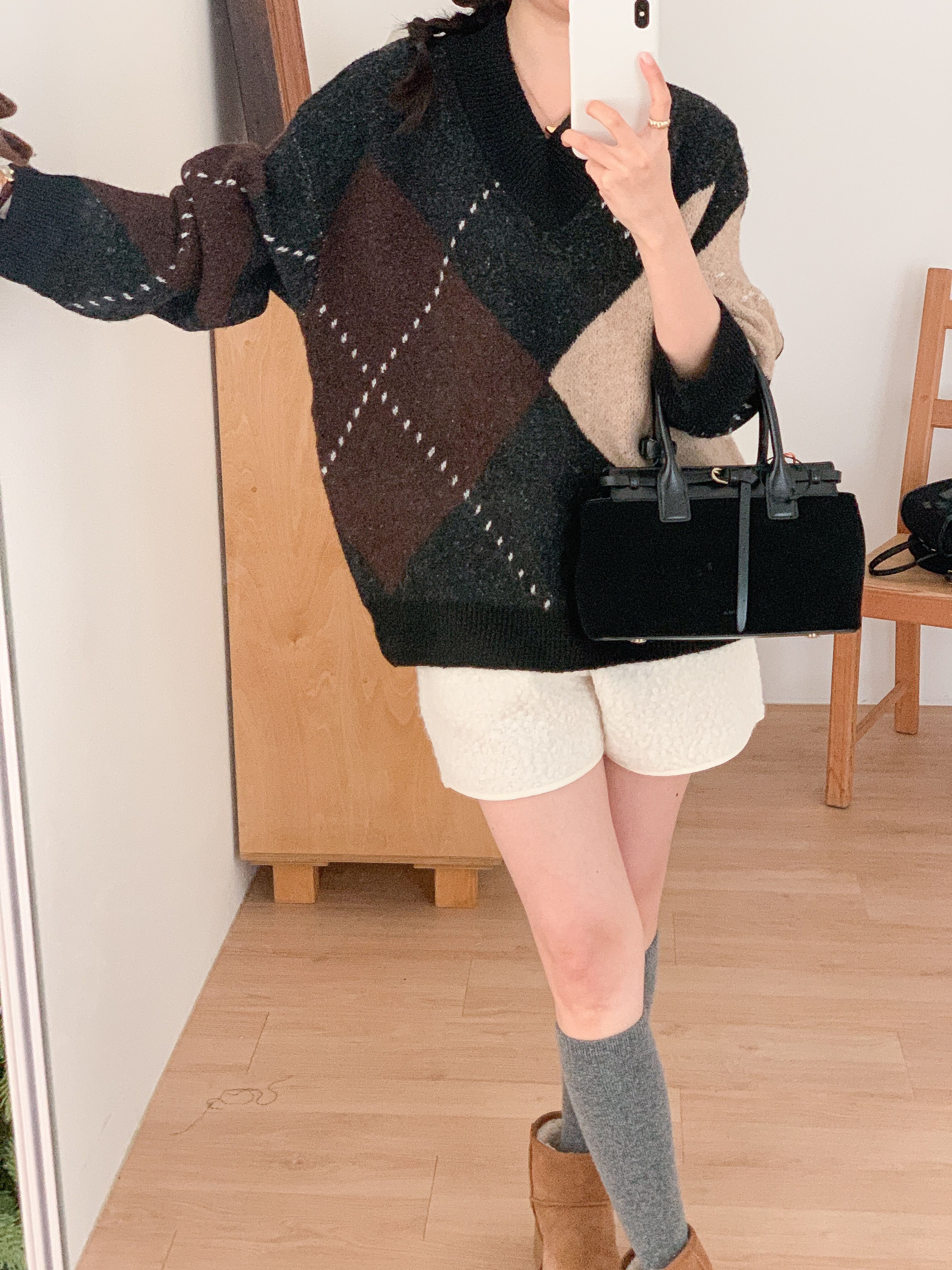 Vネックルーズアーガイルニット | 詳細画像10